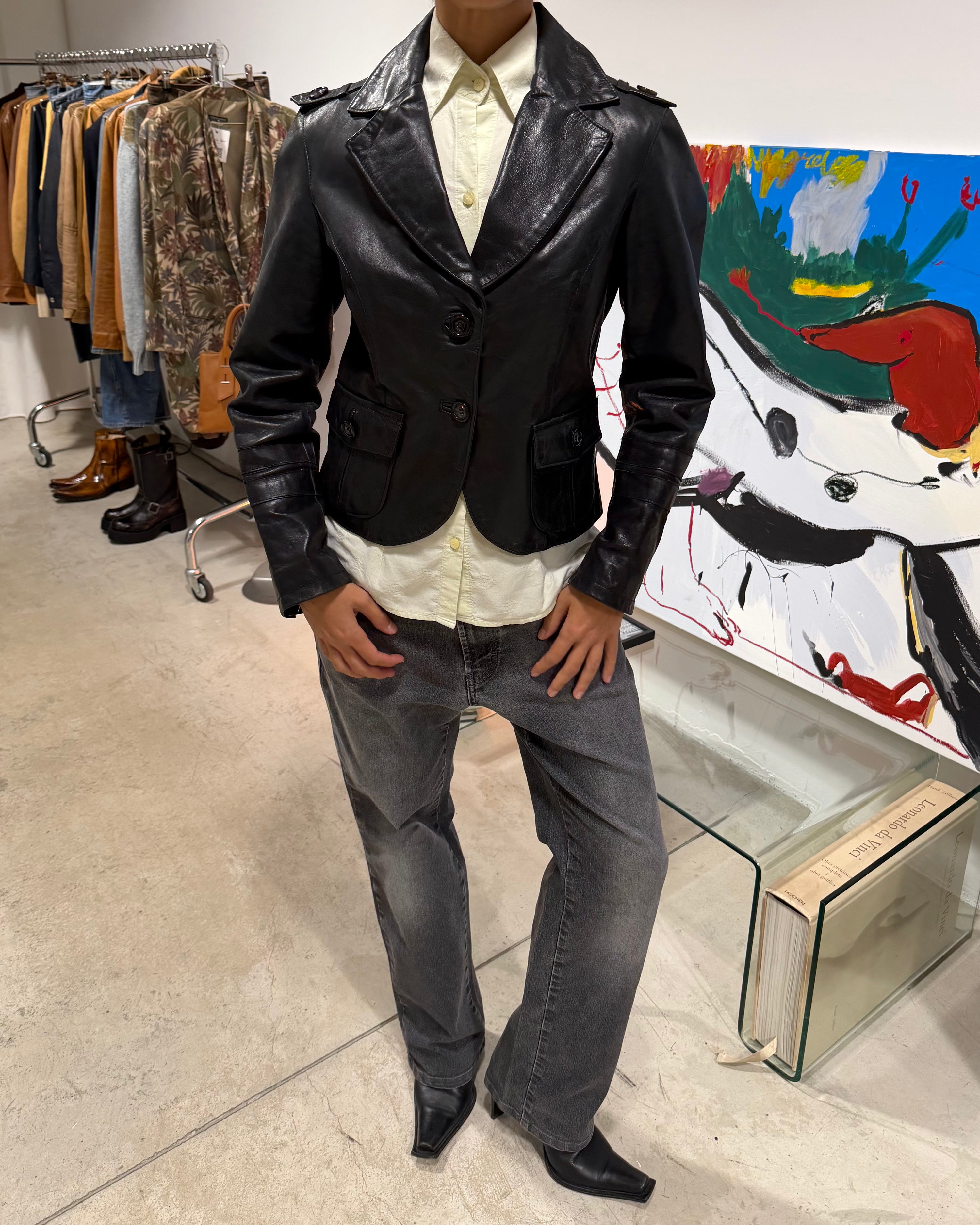 The Iana leather blazer by Patrizia Pepe
