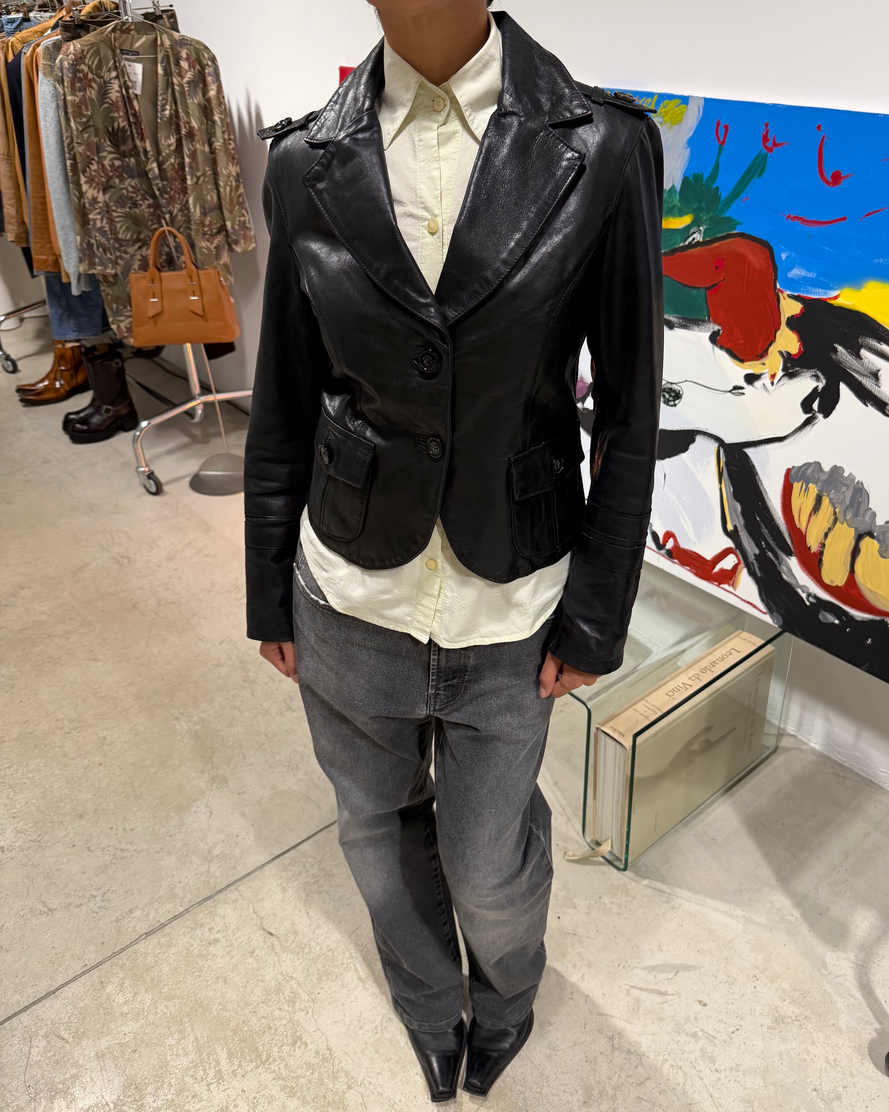 The Iana leather blazer by Patrizia Pepe