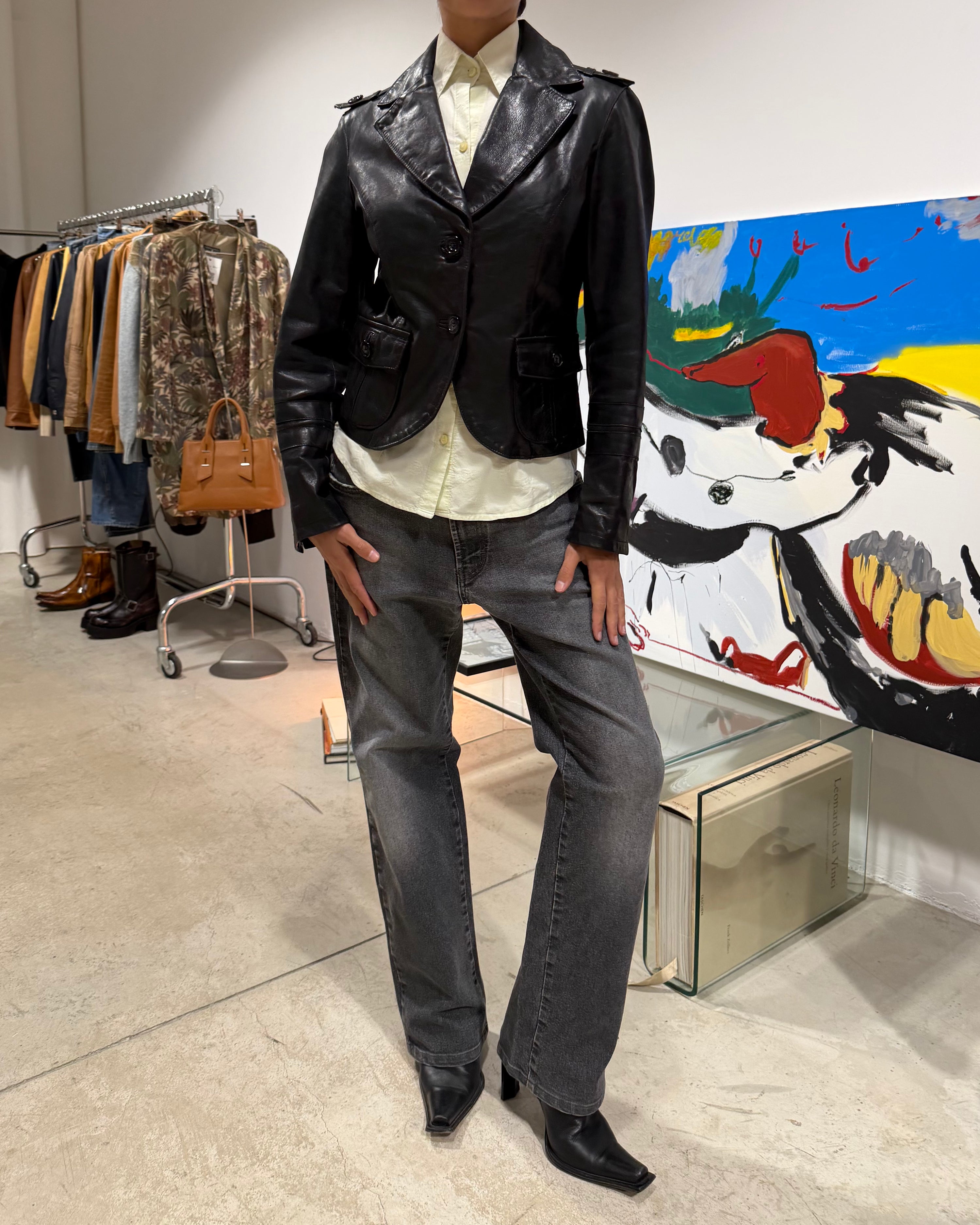 The Iana leather blazer by Patrizia Pepe
