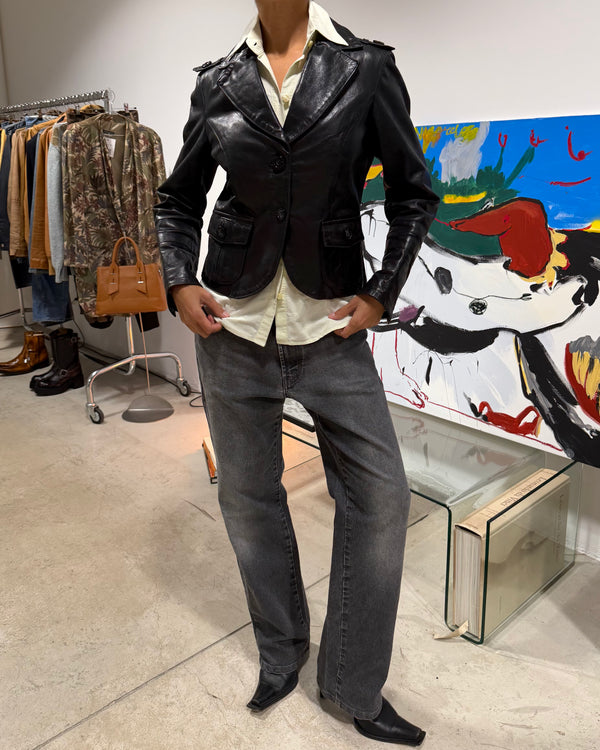 The Iana leather blazer by Patrizia Pepe