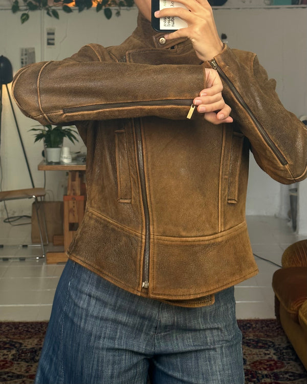 The camelia leather jacket
