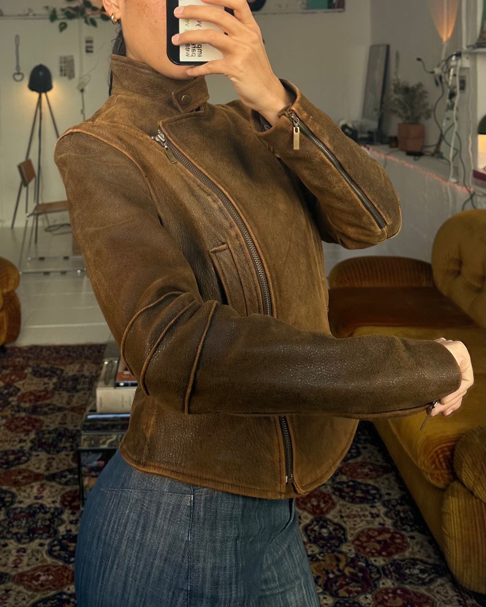 The camelia leather jacket