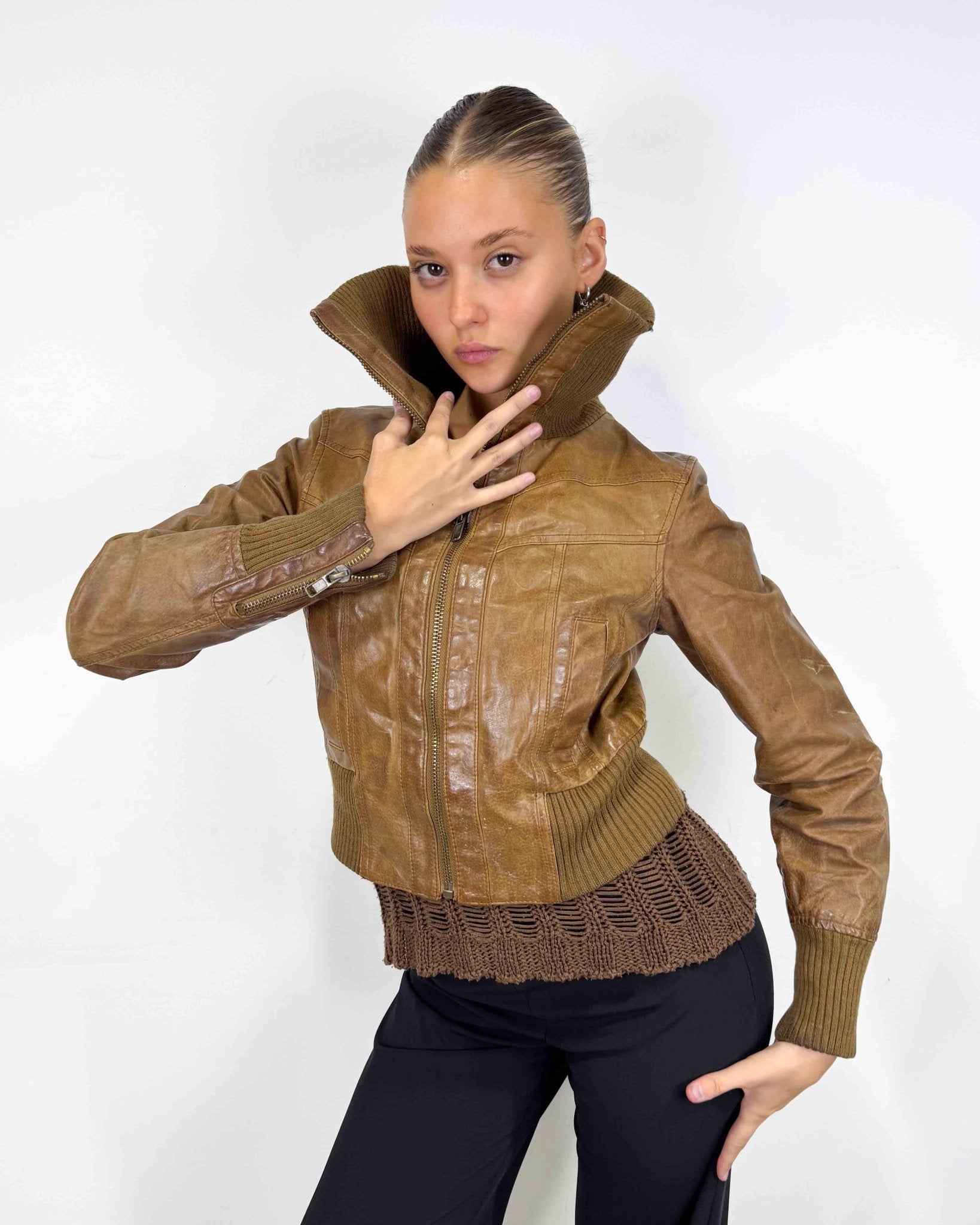 The Agatha leather jacket - rig vert