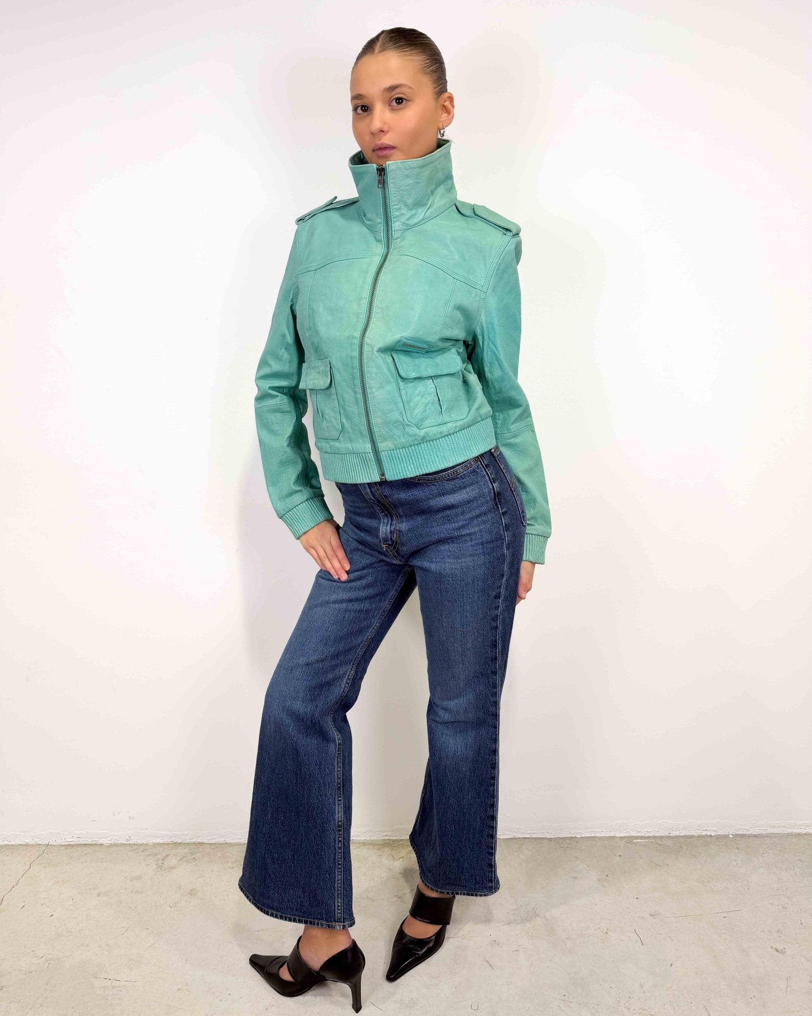 The Arene leather jacket - rig vert