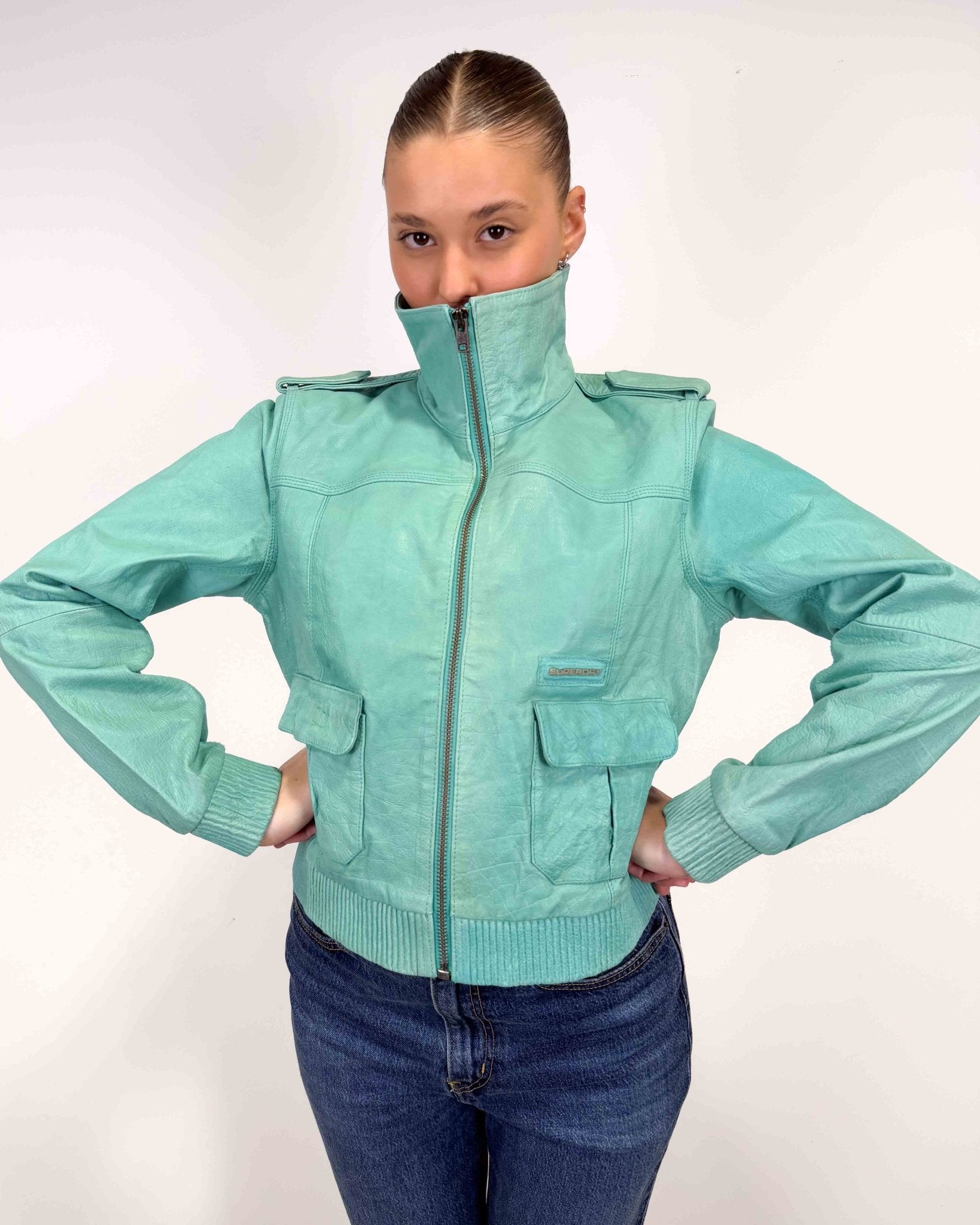 The Arene leather jacket - rig vert