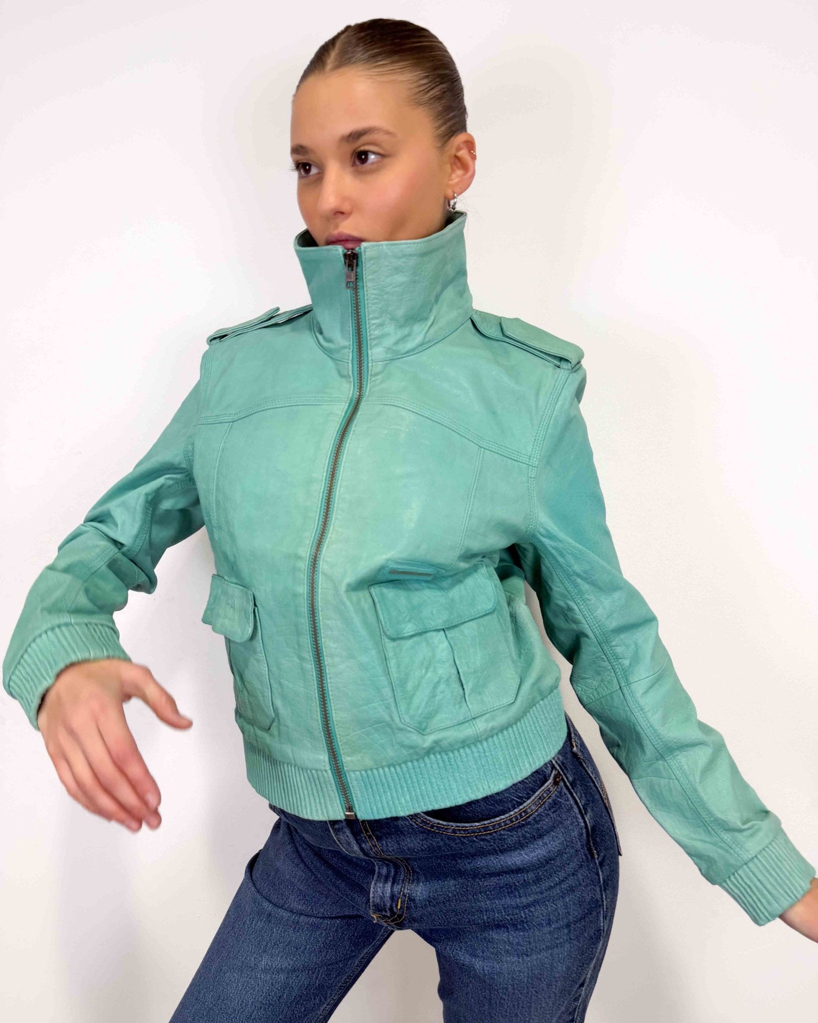 The Arene leather jacket - rig vert