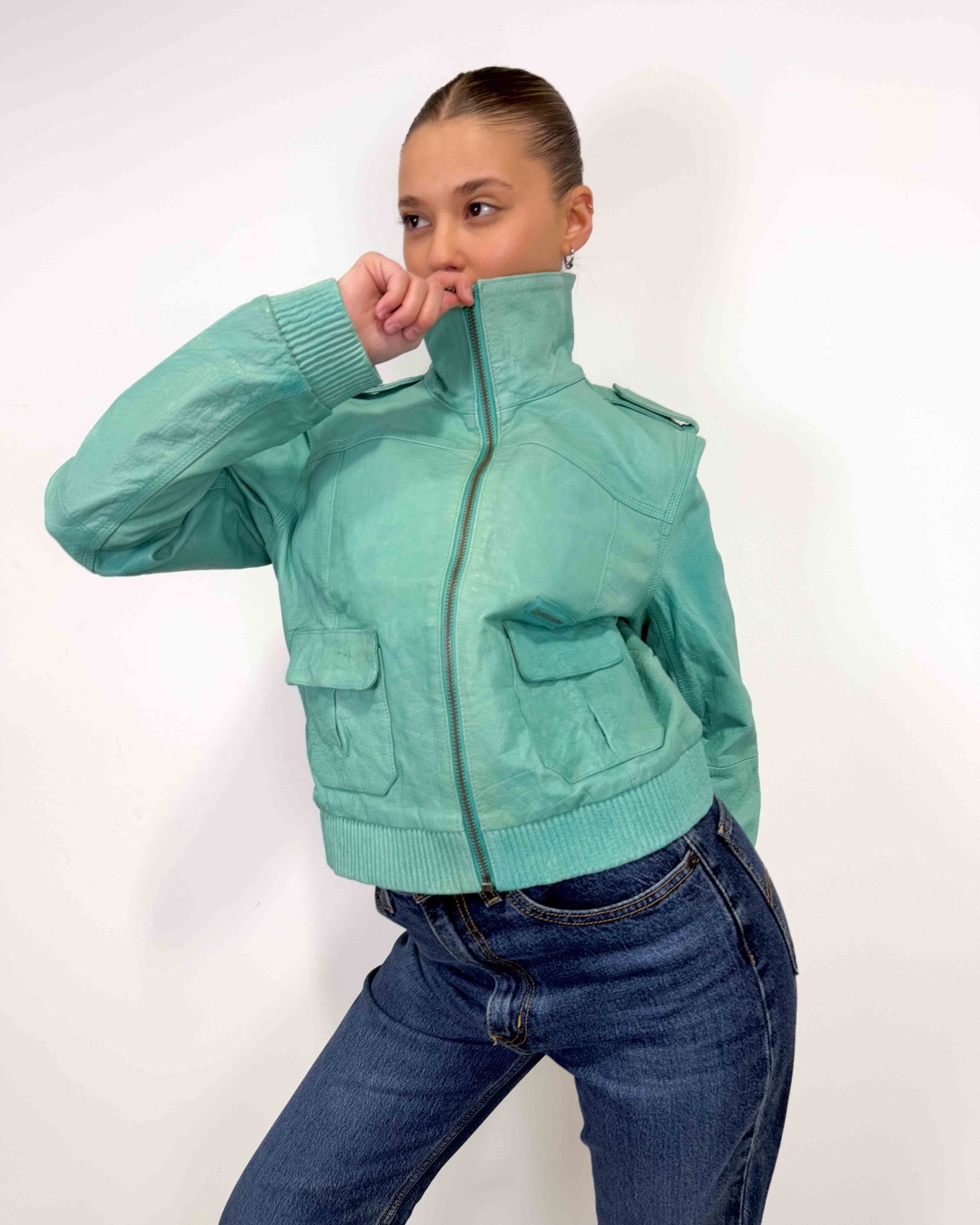 The Arene leather jacket - rig vert