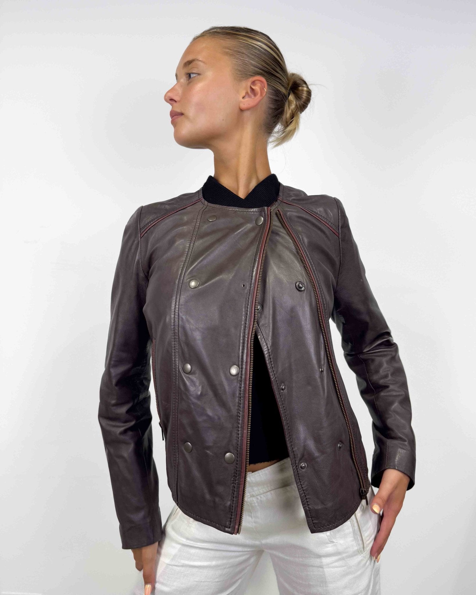 The Bonnie leather jacket - rig vert
