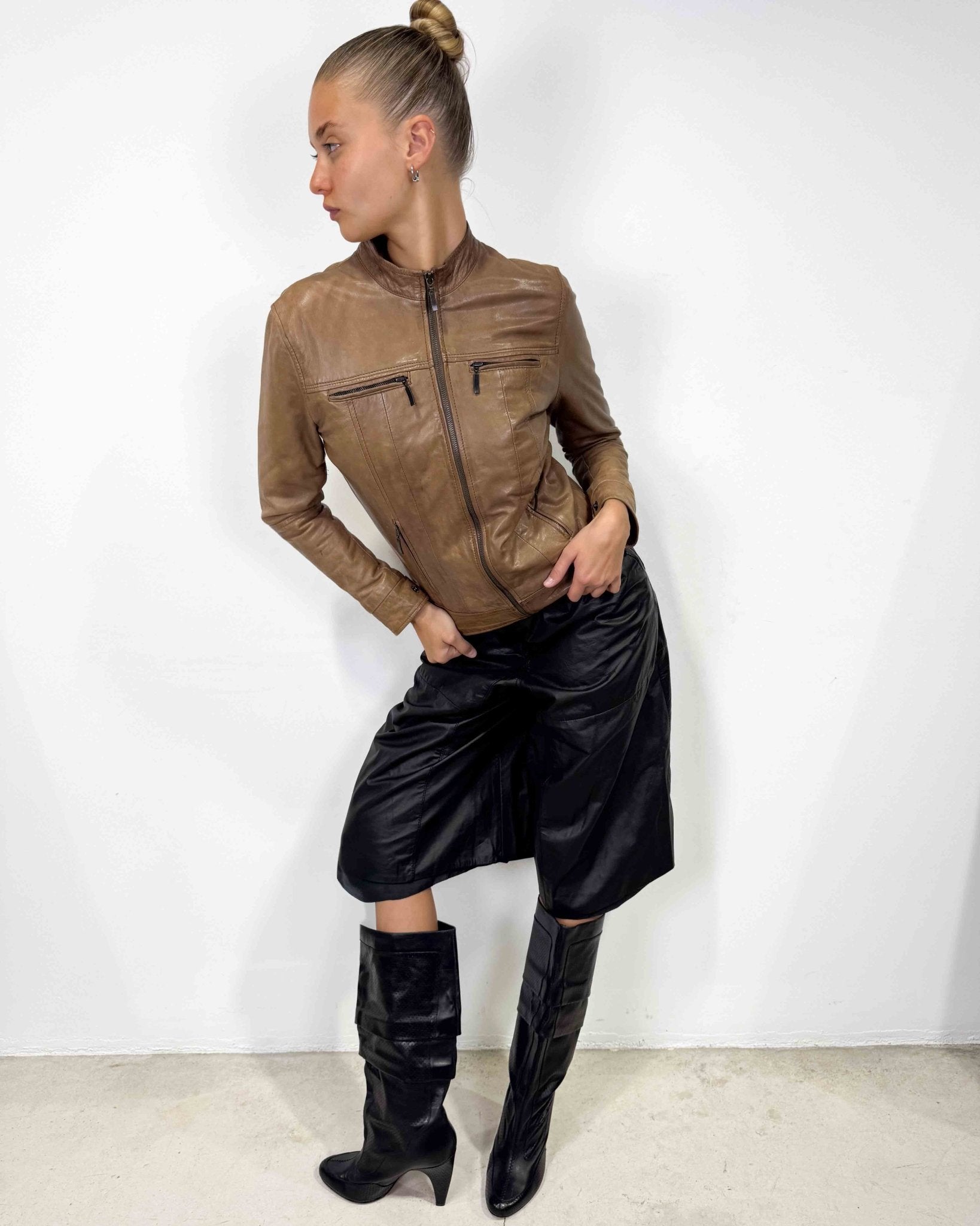 The Coline leather jacket - rig vert