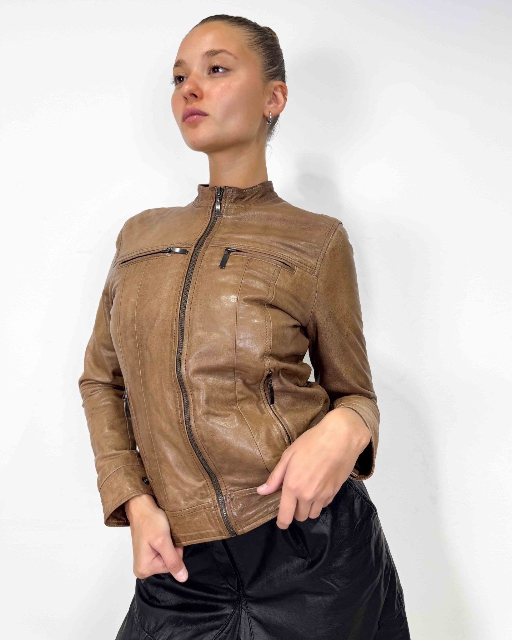 The Coline leather jacket - rig vert