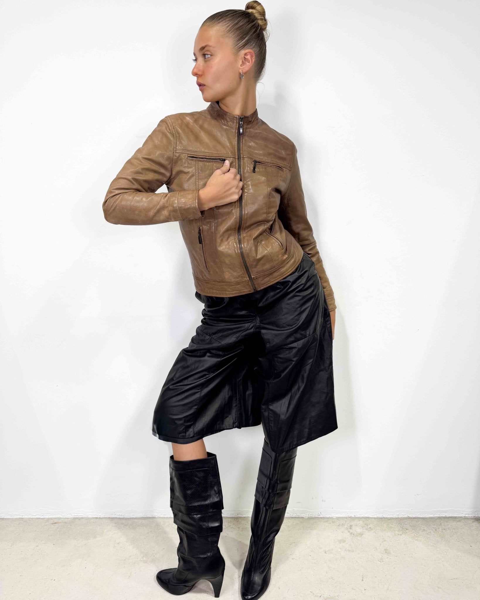 The Coline leather jacket - rig vert