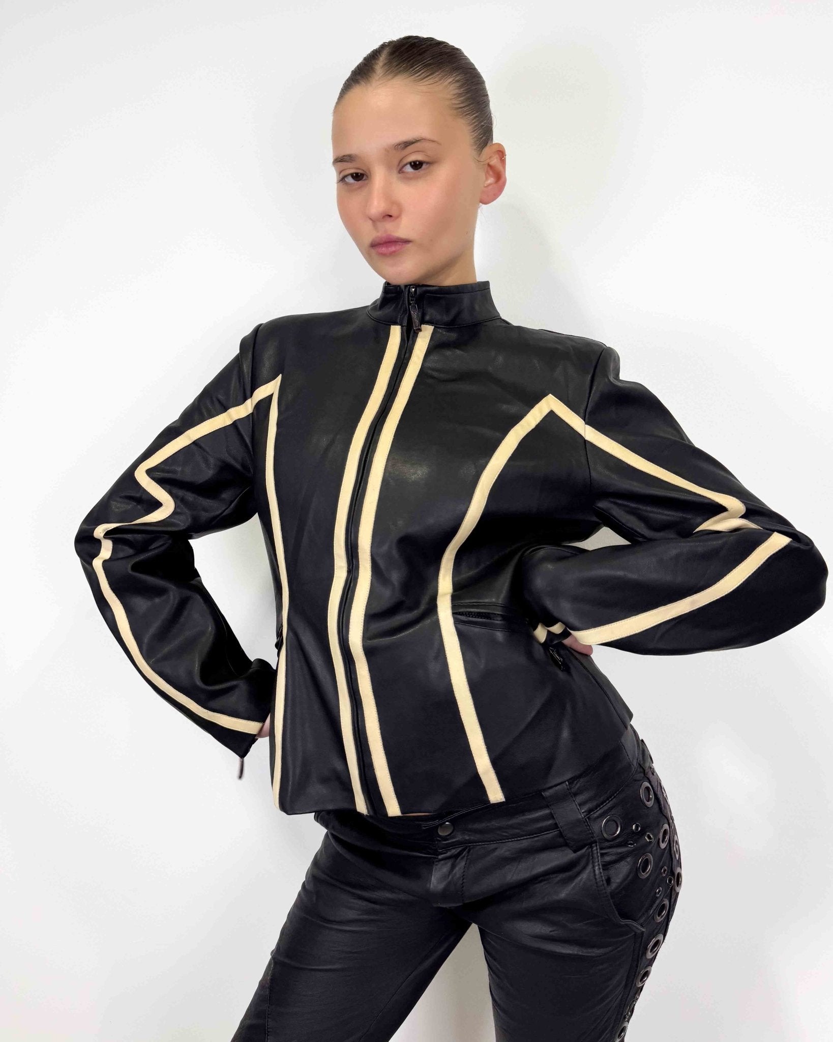 The Daisy leather jacket - rig vert