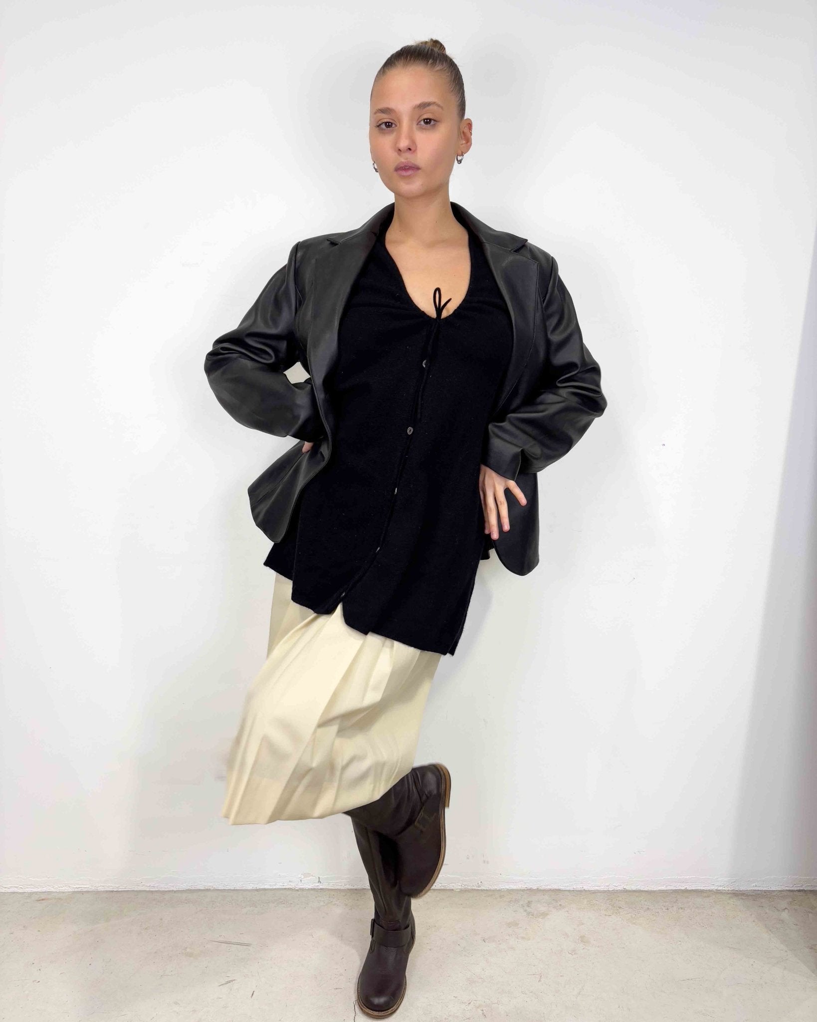 The Darna leather blazer - rig vert