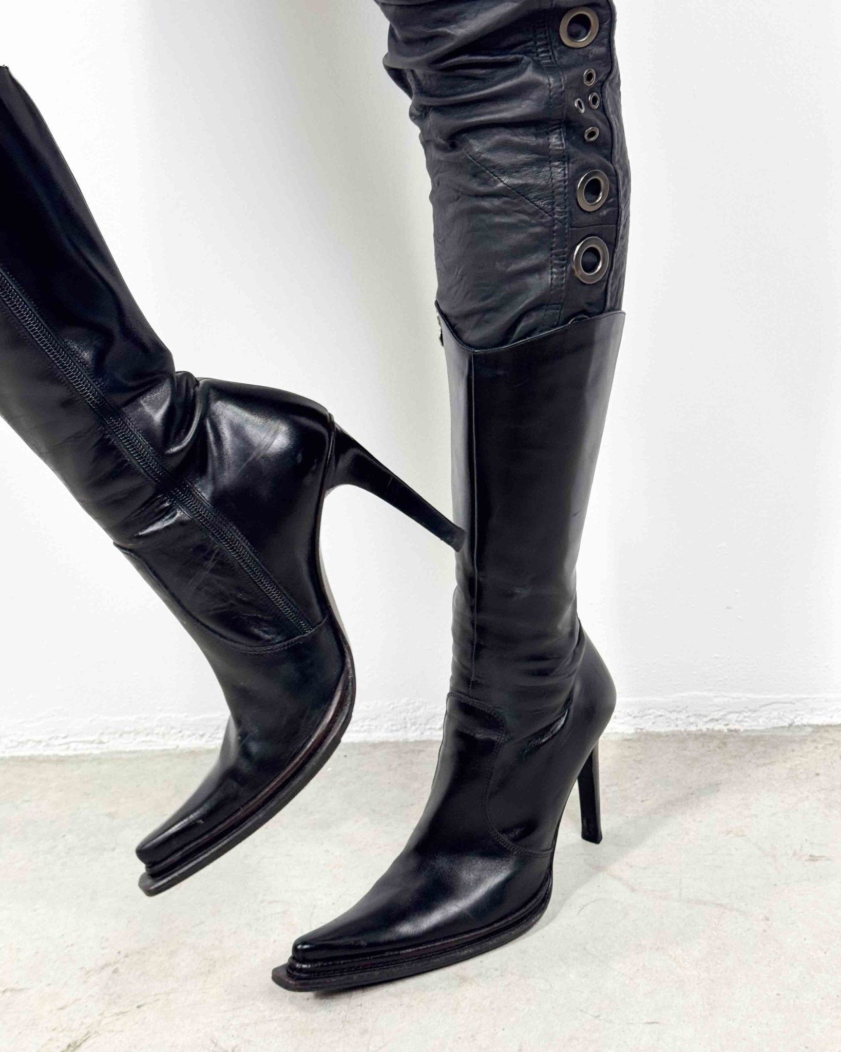 The Donna leather boots - rig vert