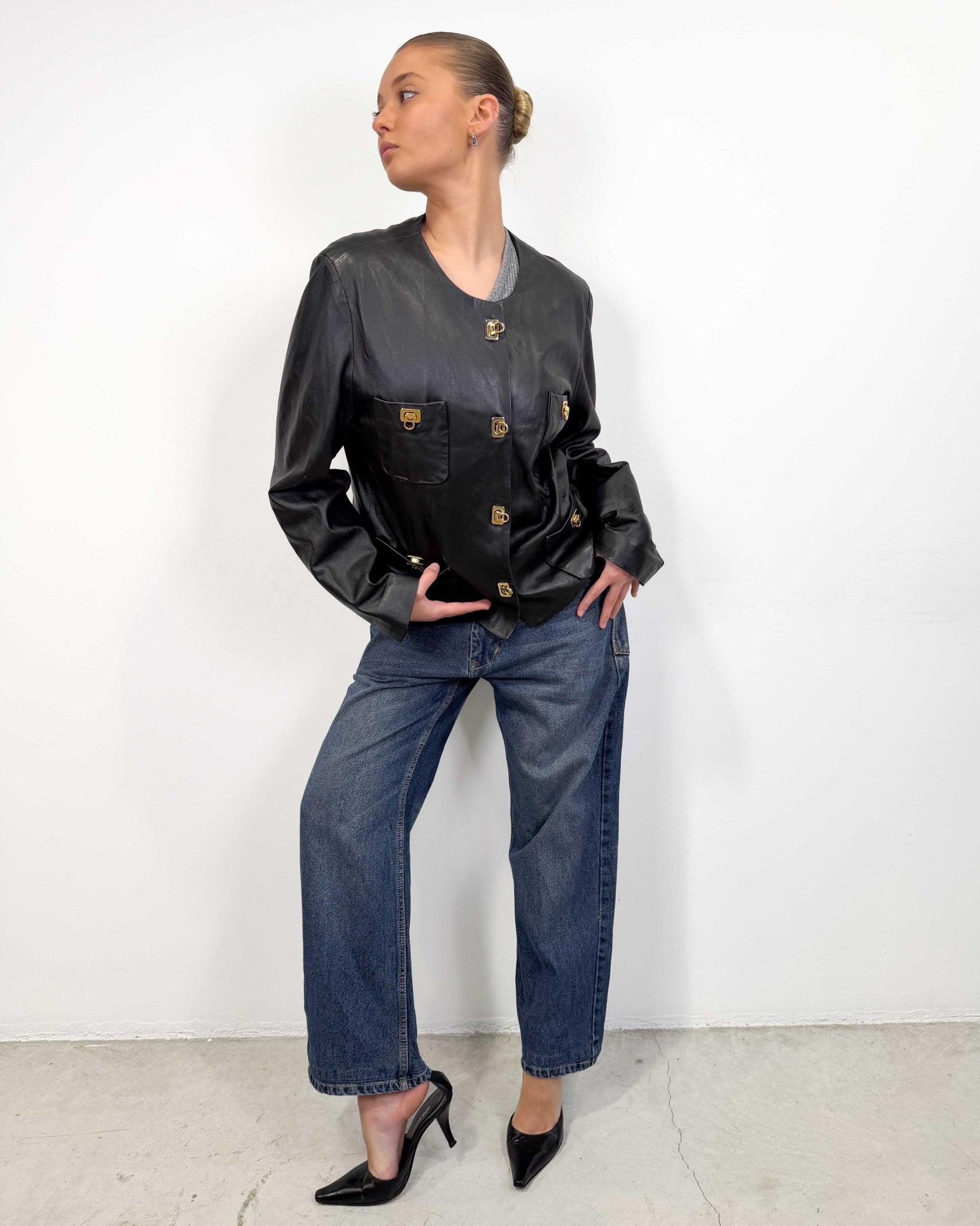 The Duna leather jacket - rig vert