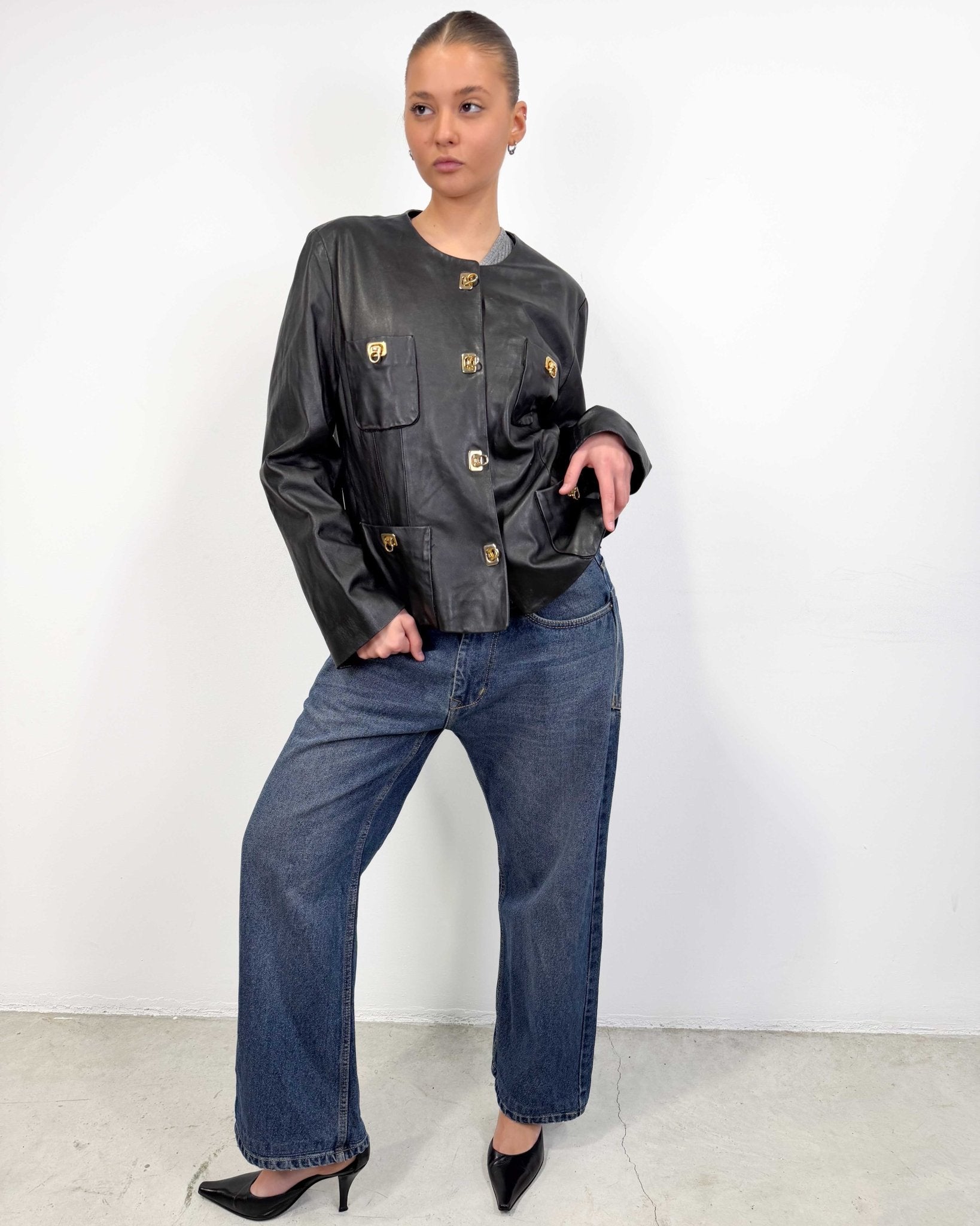 The Duna leather jacket - rig vert