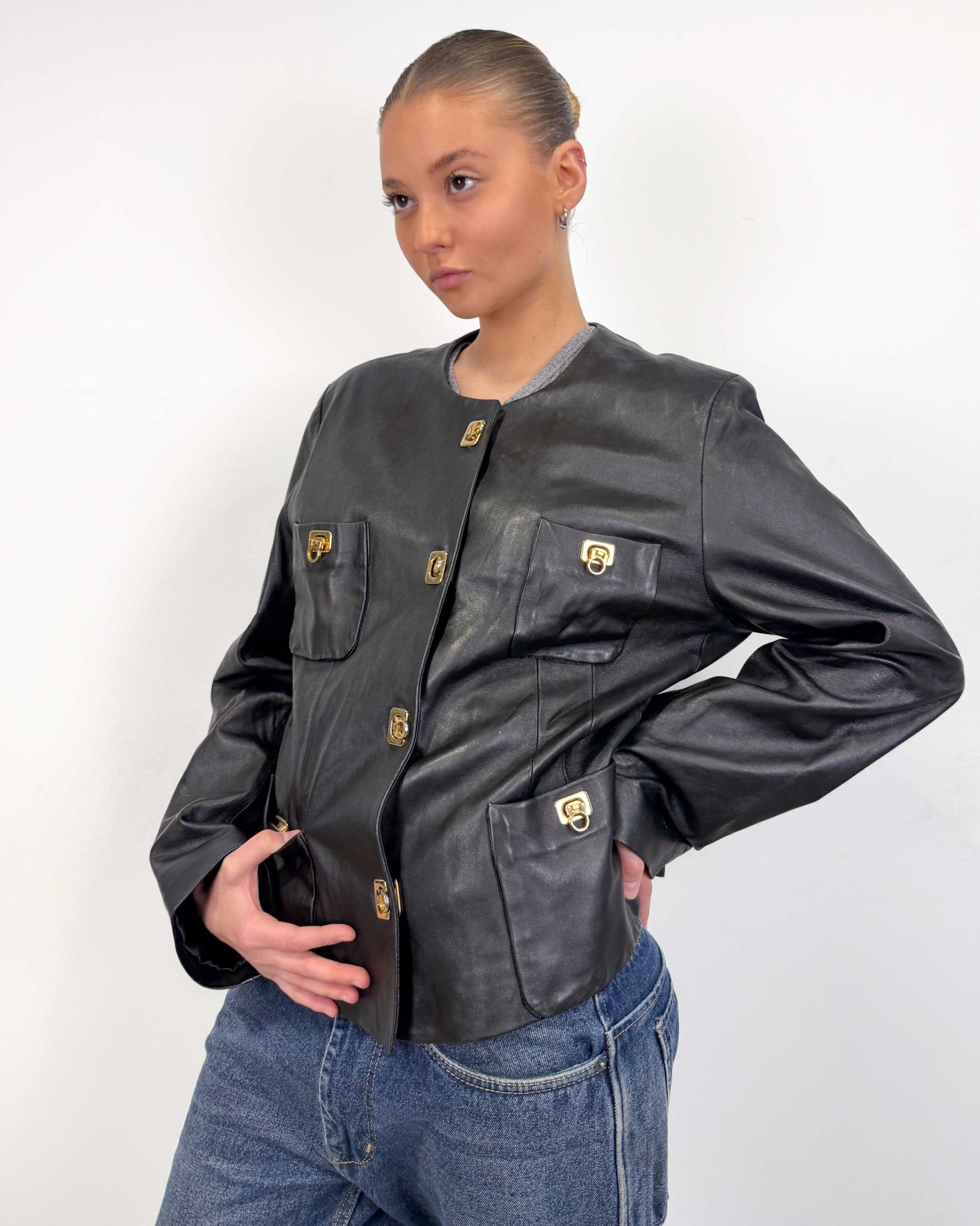 The Duna leather jacket - rig vert