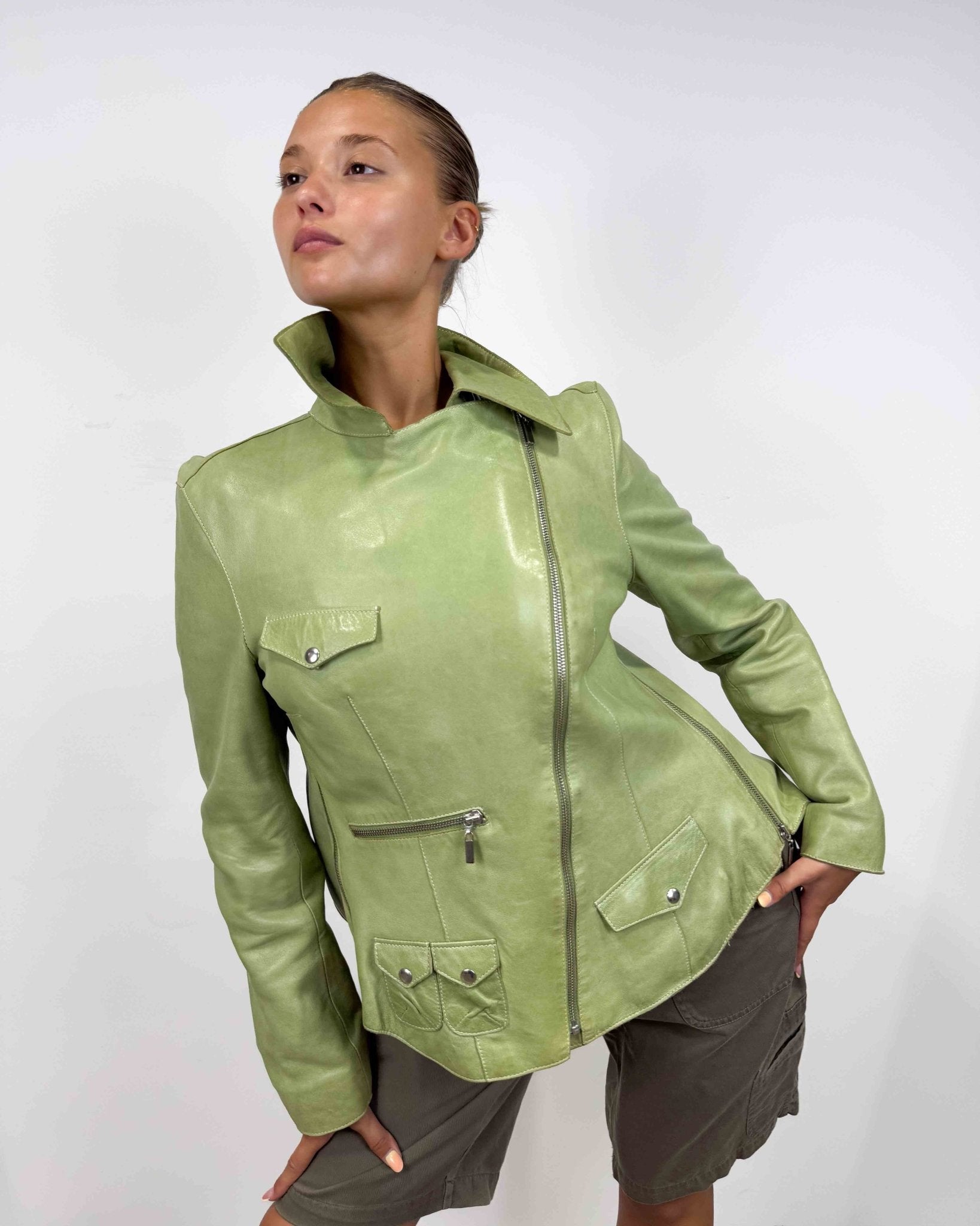 The Elodie leather jacket - rig vert