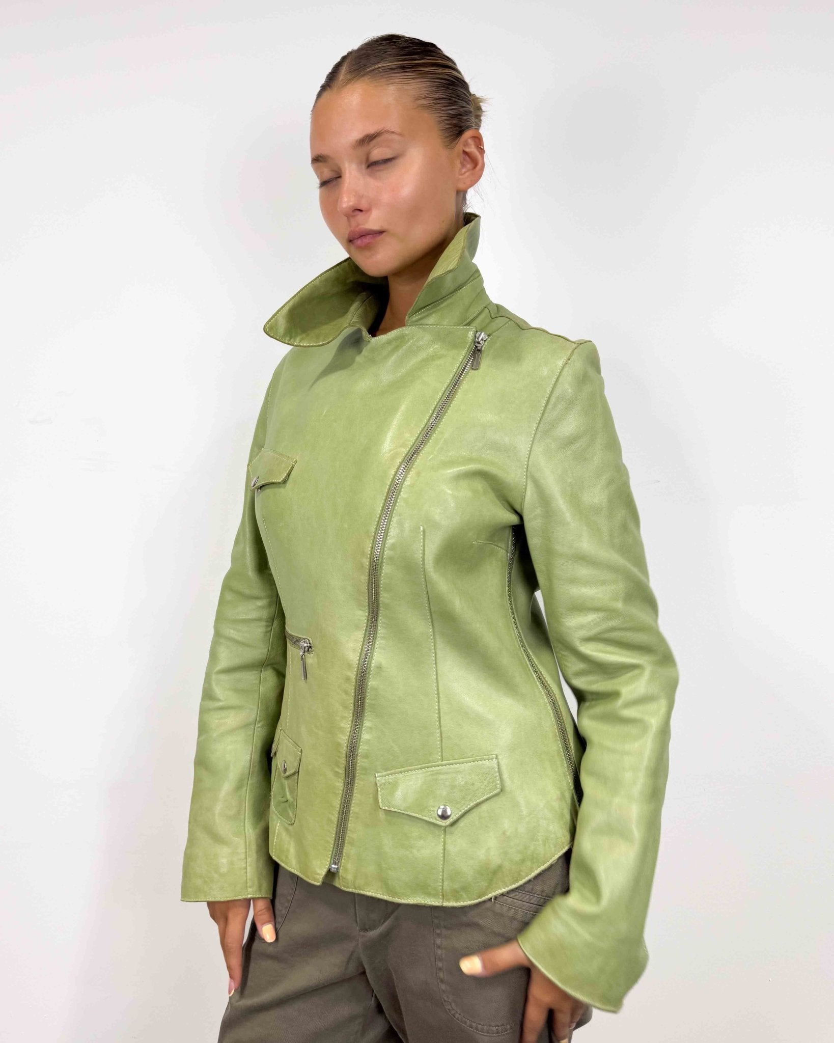 The Elodie leather jacket - rig vert