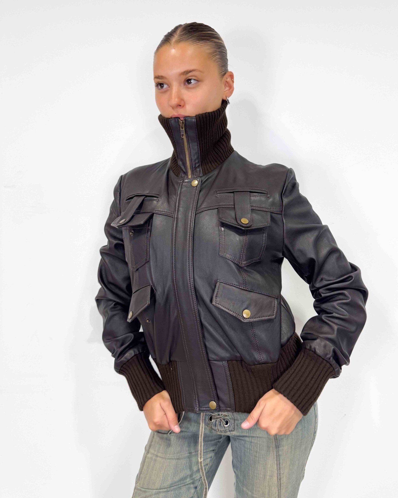 The Farah leather jacket - rig vert