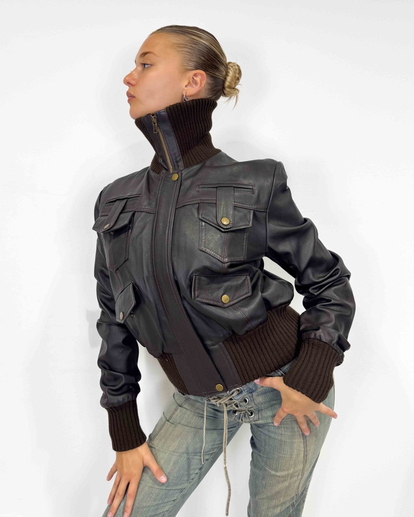 The Farah leather jacket - rig vert