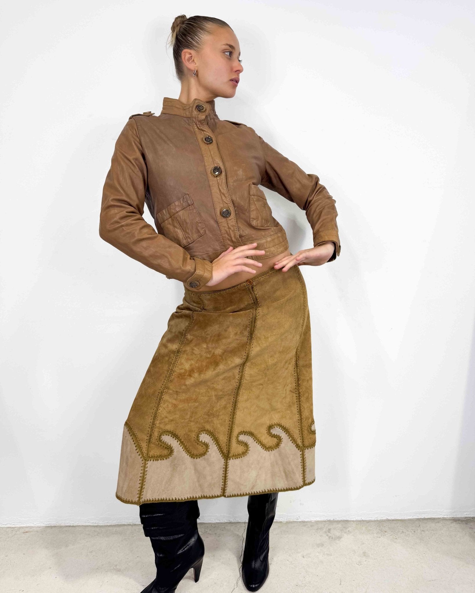 The Fay leather jacket - rig vert