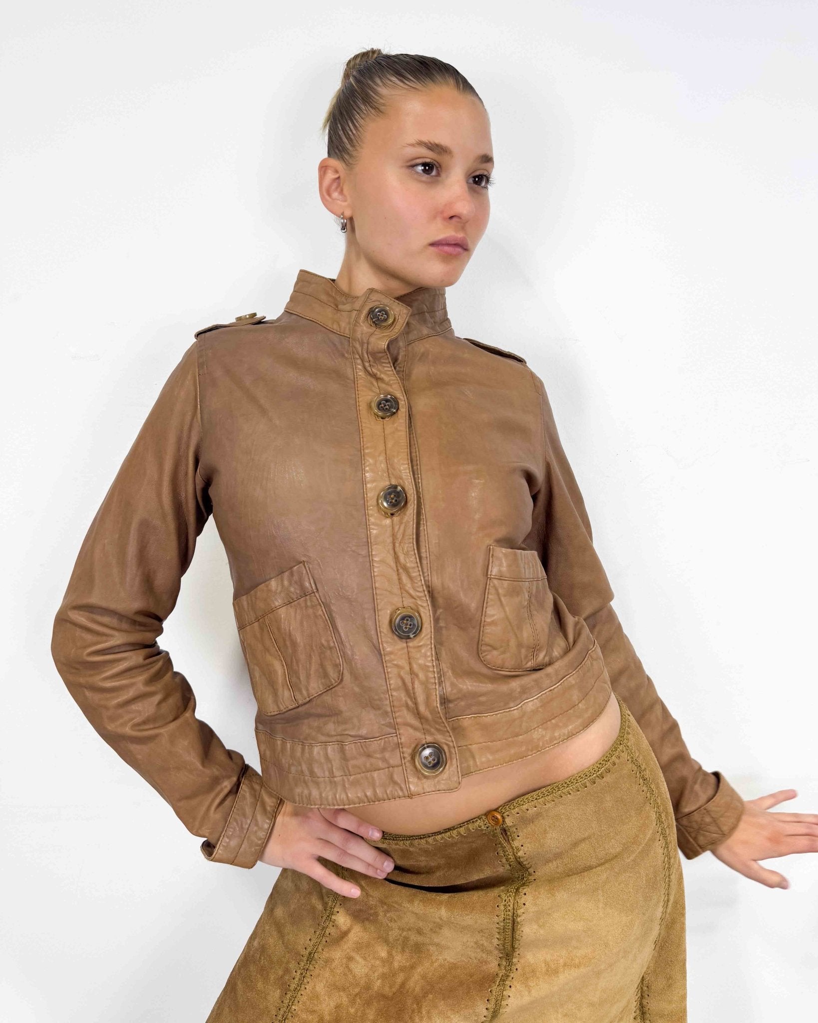 The Fay leather jacket - rig vert