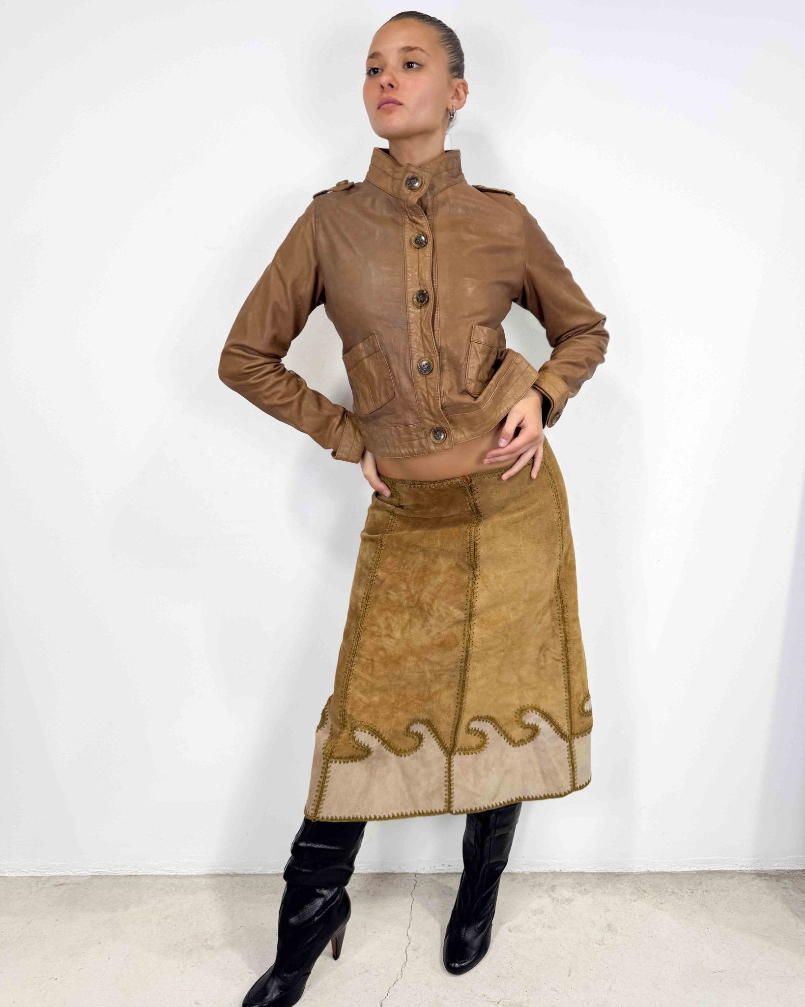 The Fay leather jacket - rig vert