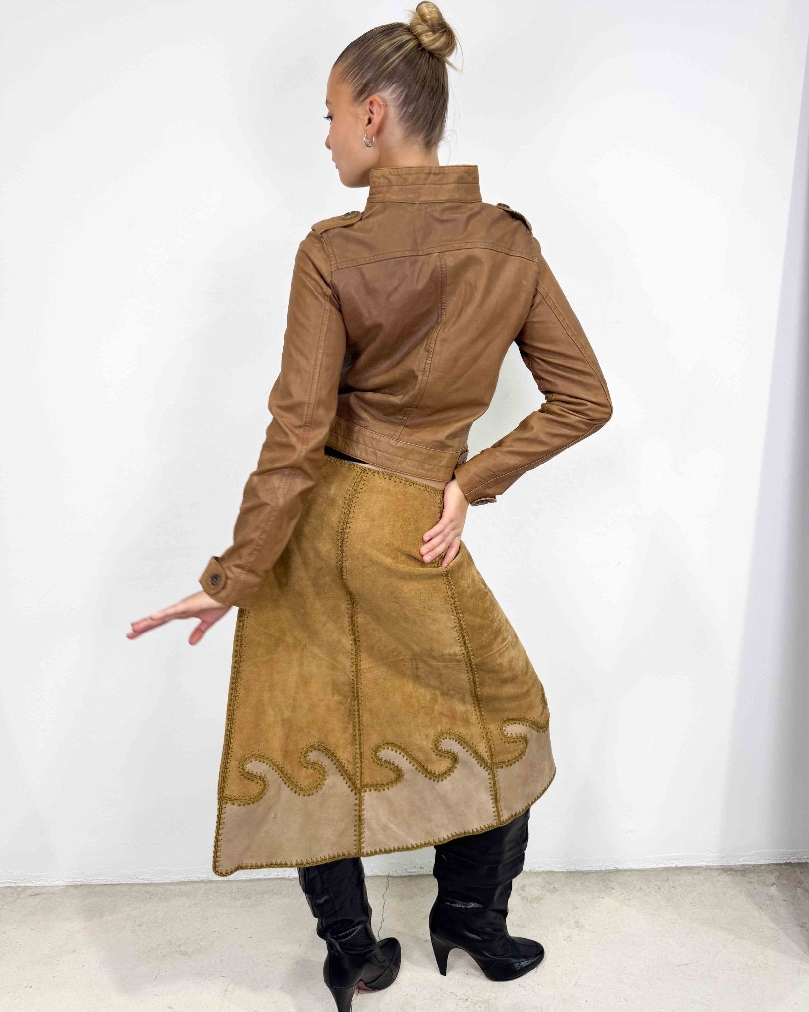 The Fay leather jacket - rig vert