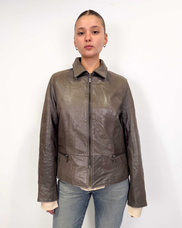 The Gaby leather jacket - rig vert