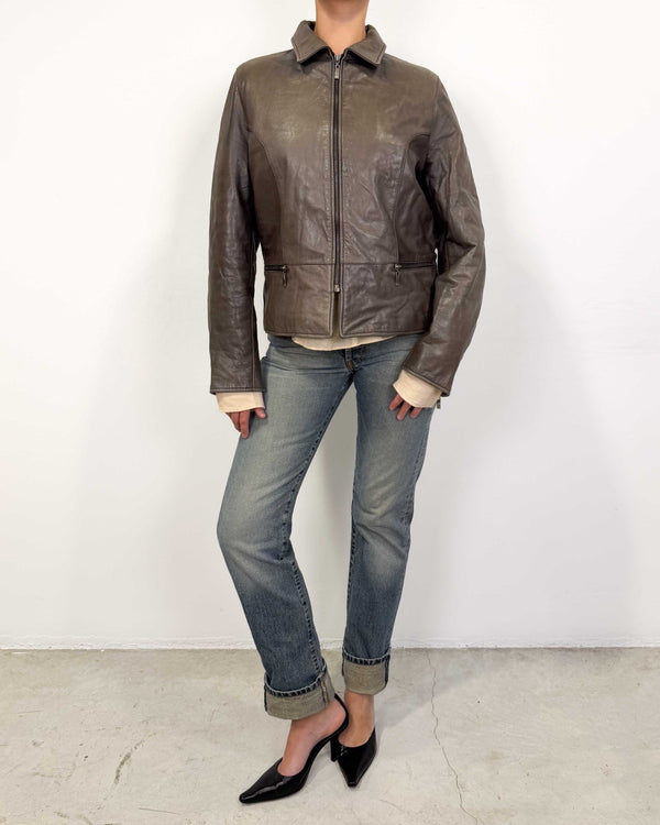 The Gaby leather jacket - rig vert