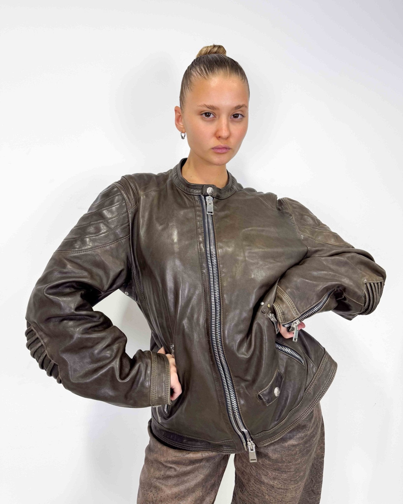 The Giada leather jacket - rig vert