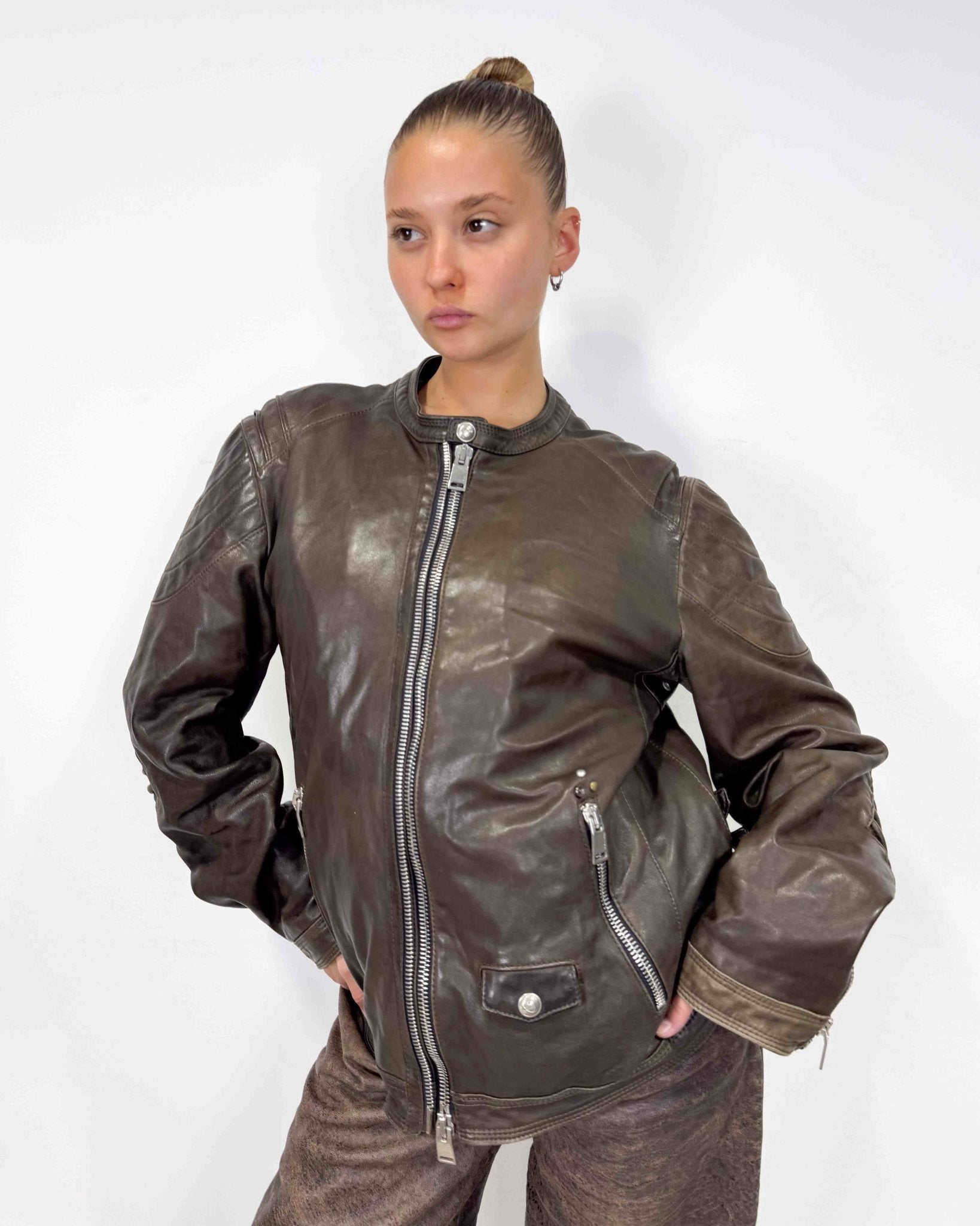 The Giada leather jacket - rig vert