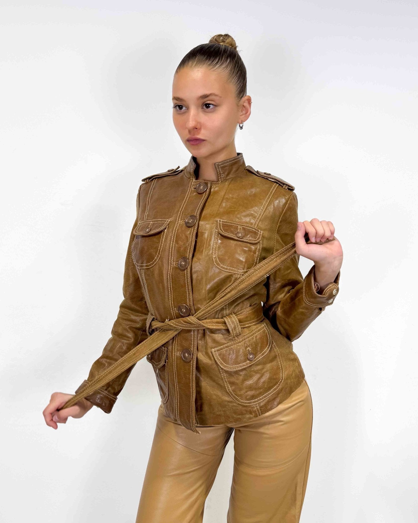 The Giada leather jacket - rig vert