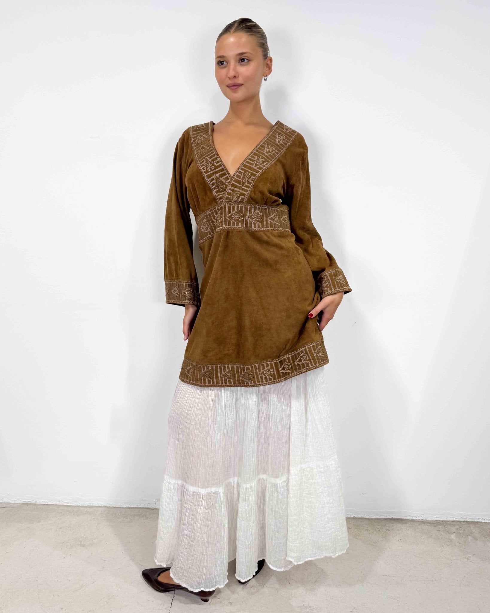 The Greta suede dress - rig vert