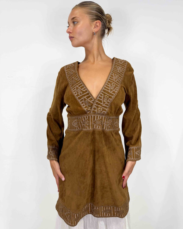 The Greta suede dress - rig vert