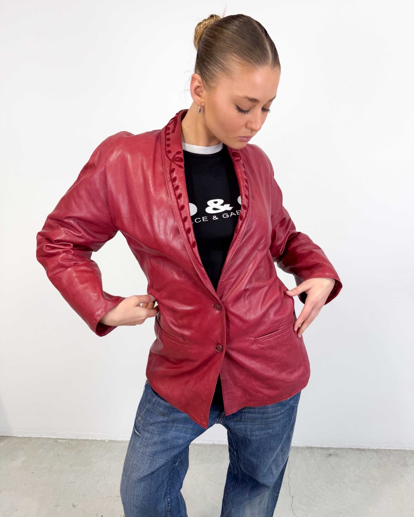 The Hailei leather jacket by Versace – rig vert