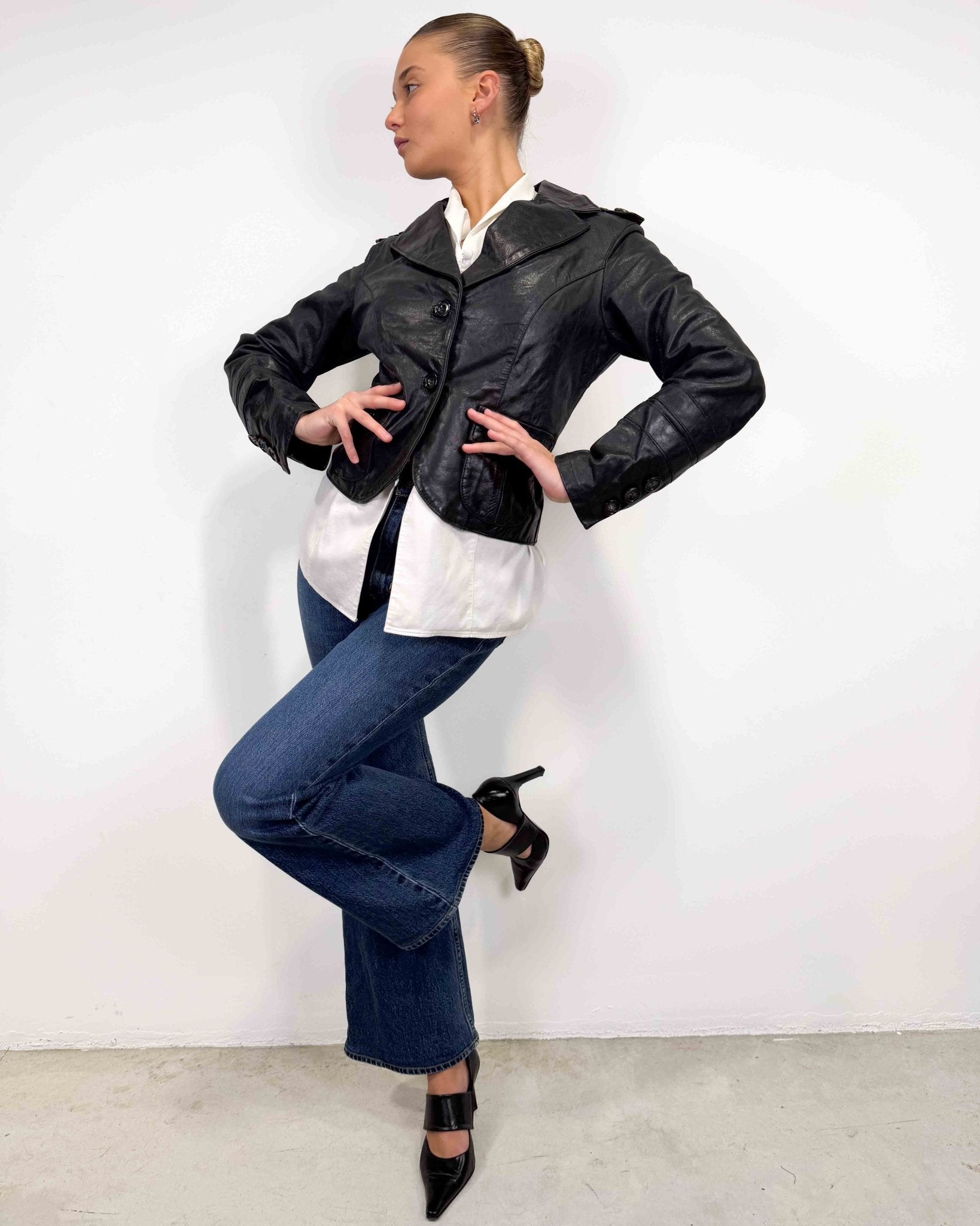 The Iana leather blazer - rig vert