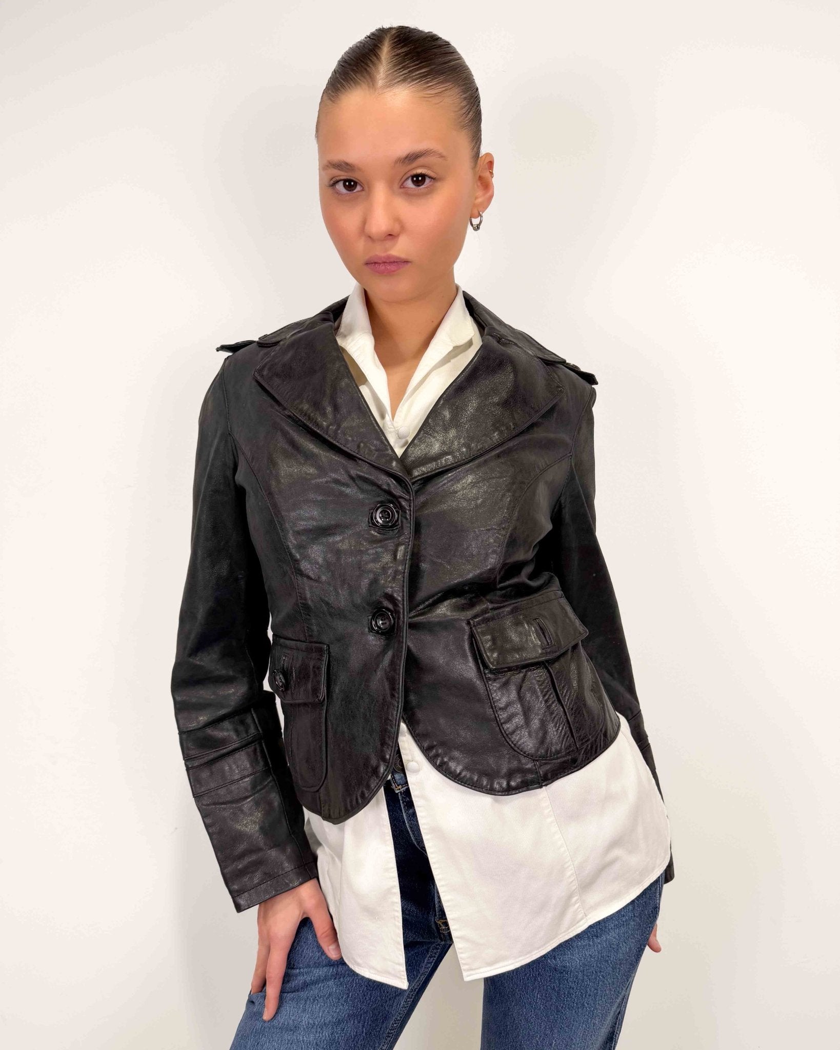 The Iana leather blazer - rig vert
