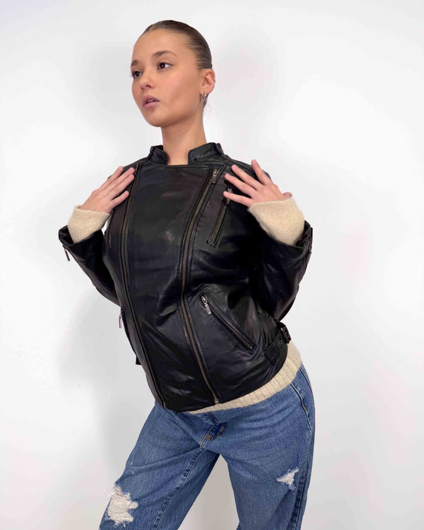 The Iris leather jacket - rig vert