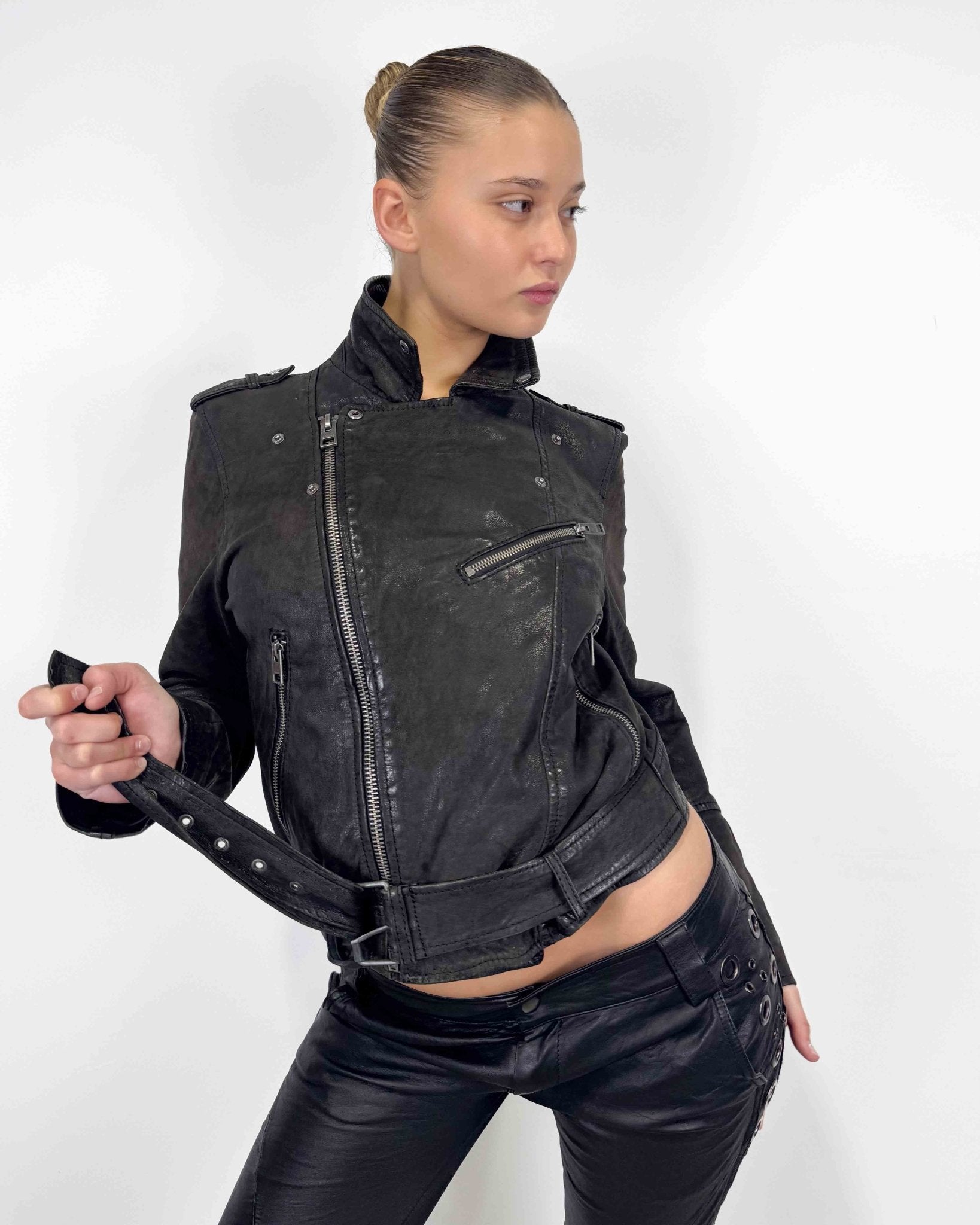 The Iris leather jacket - rig vert