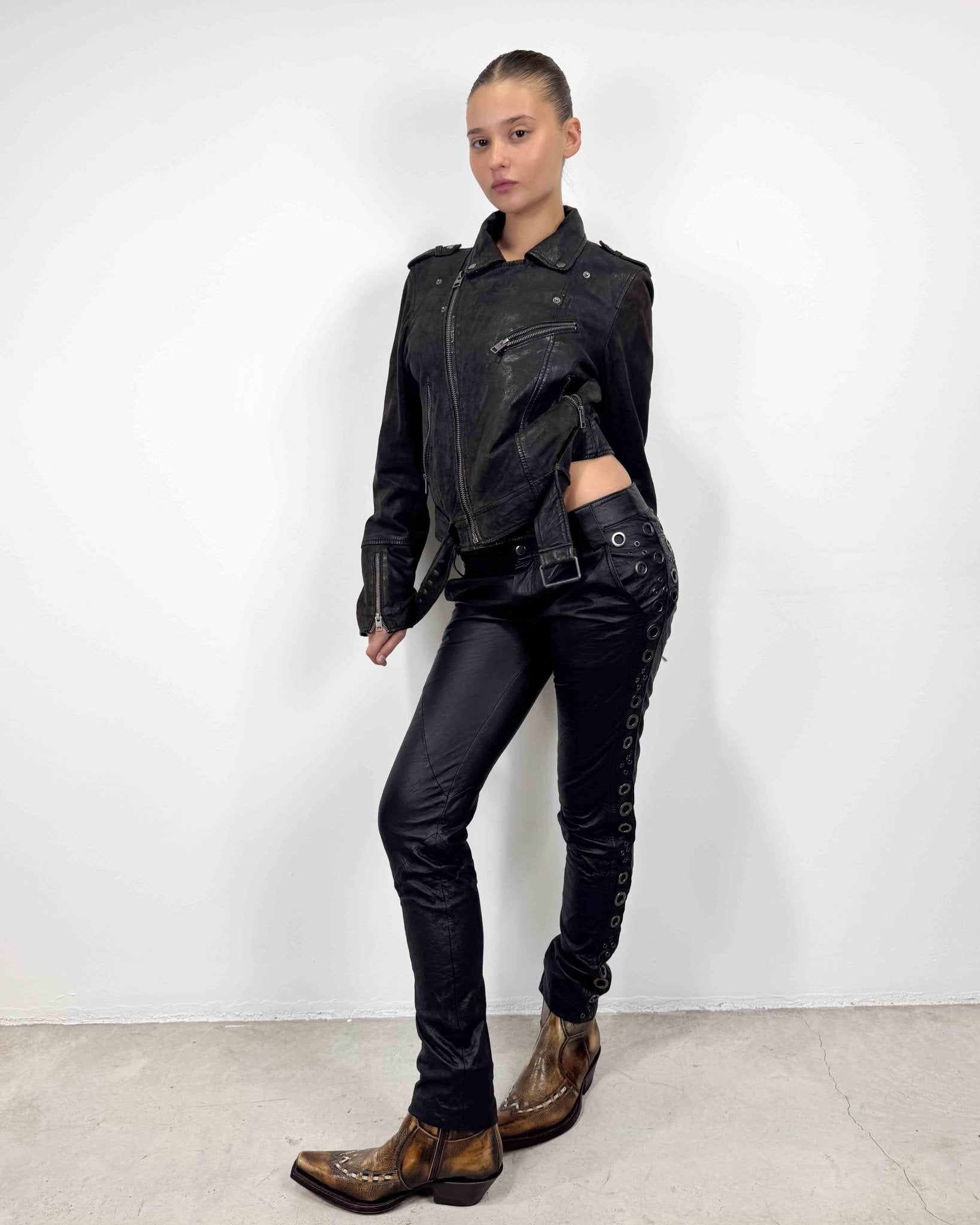 The Iris leather jacket - rig vert