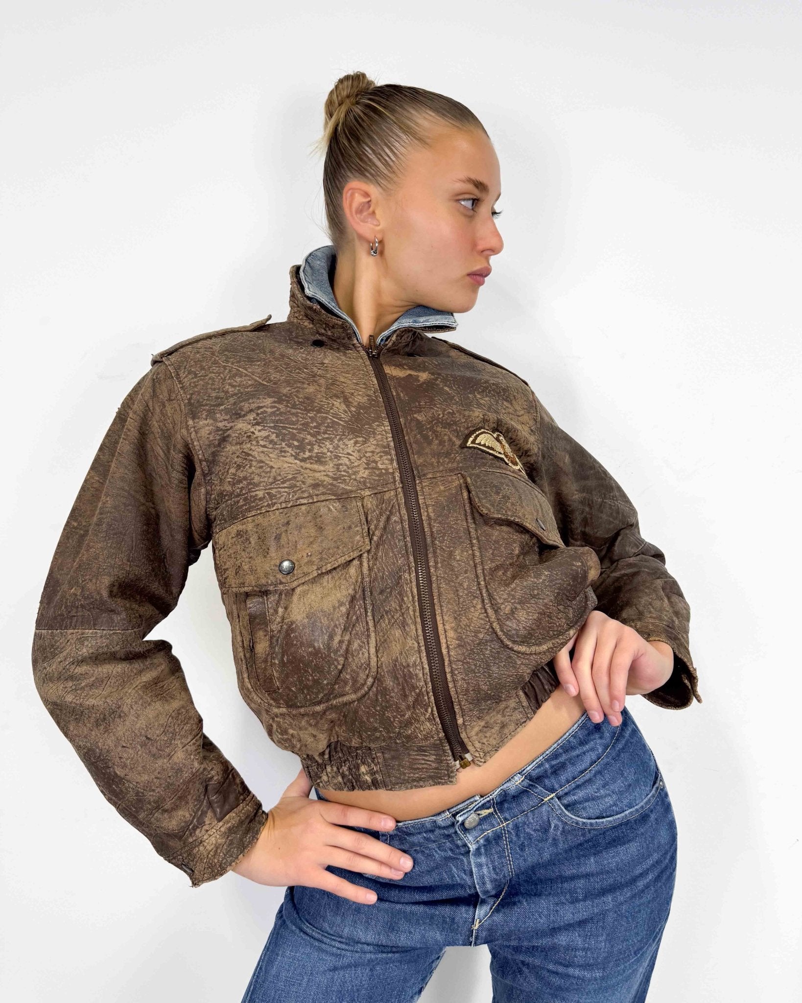 The Janine leather jacket - rig vert