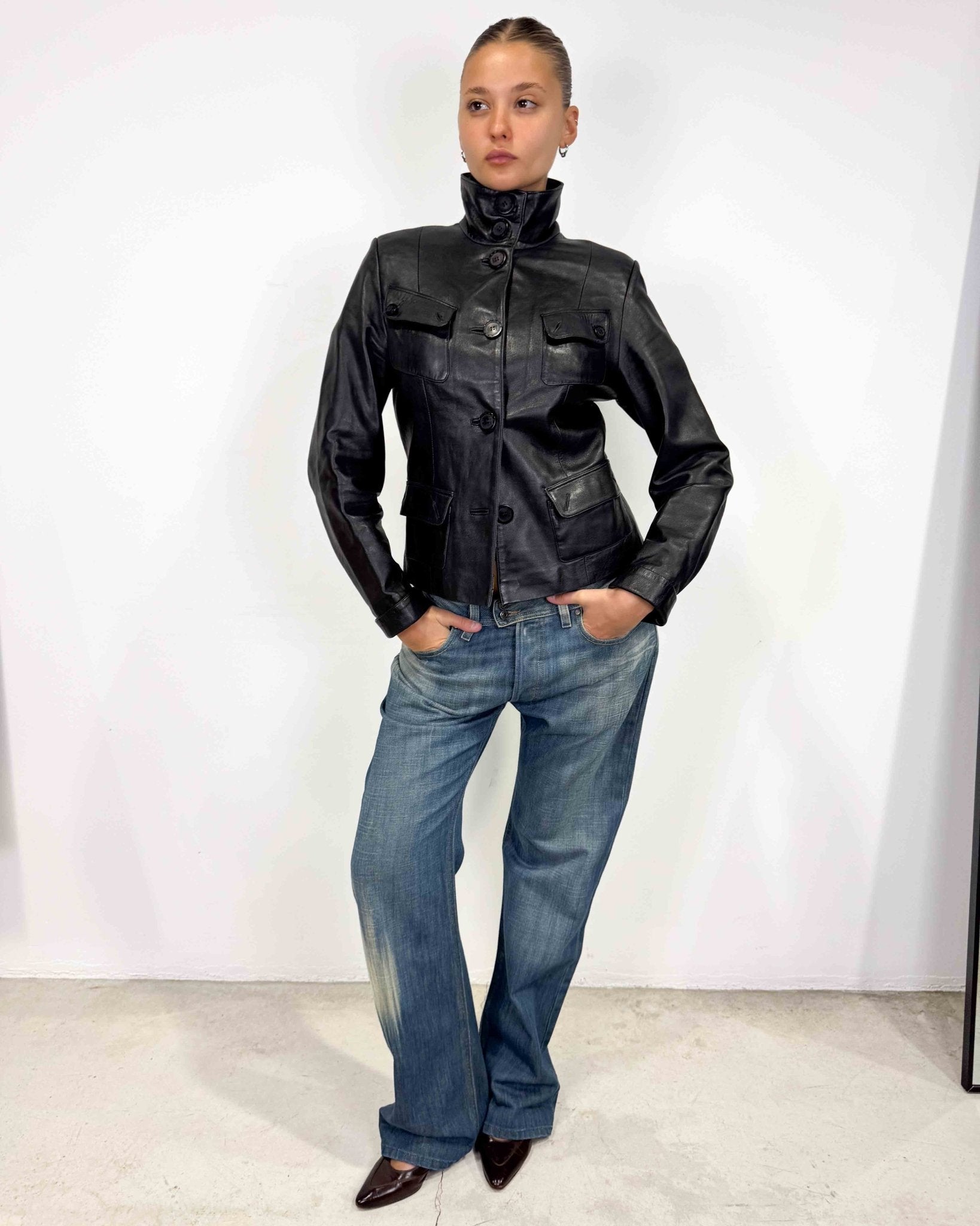 The Karima leather jacket - rig vert