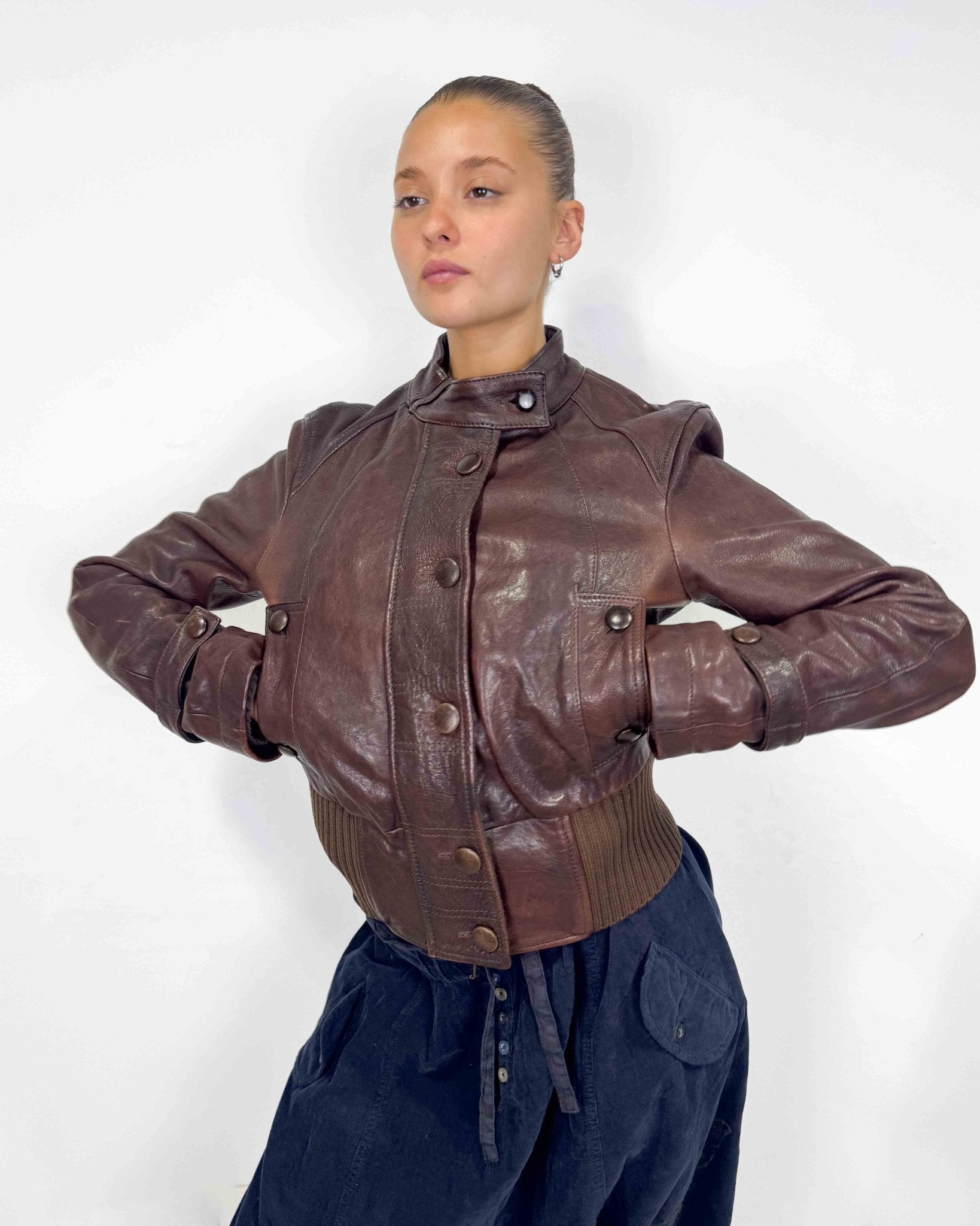 The Lorraine leather jacket by Giorgio Armani - rig vert
