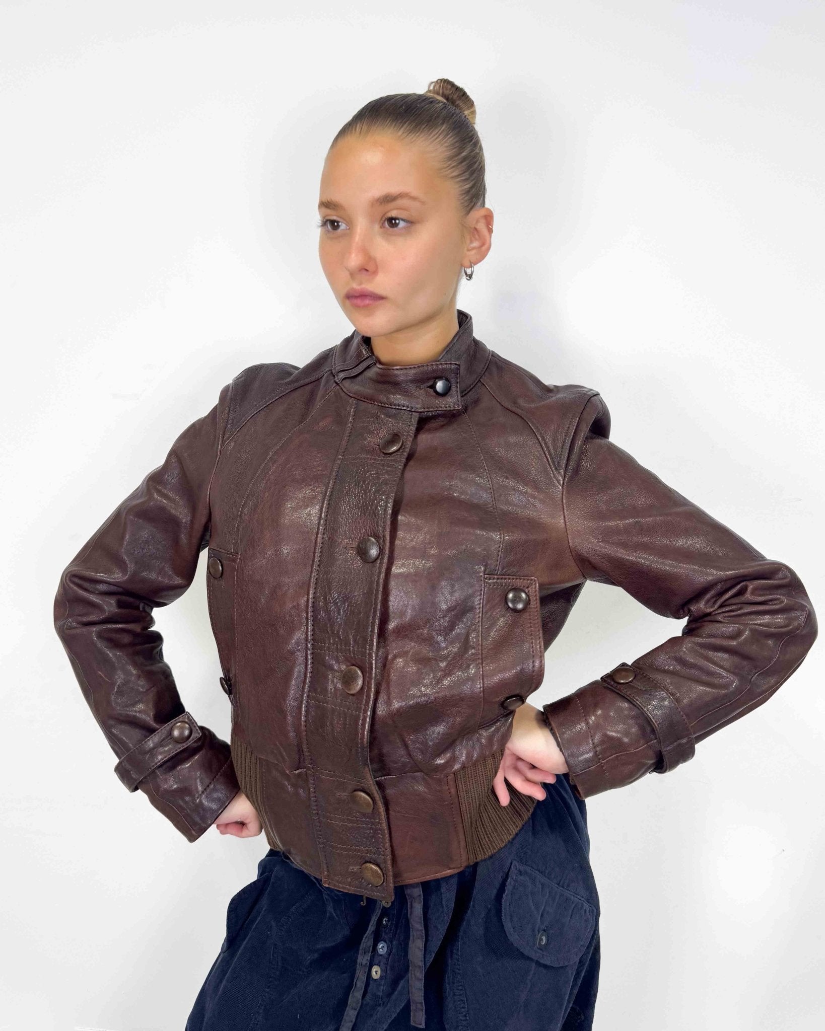 The Lorraine leather jacket by Giorgio Armani - rig vert