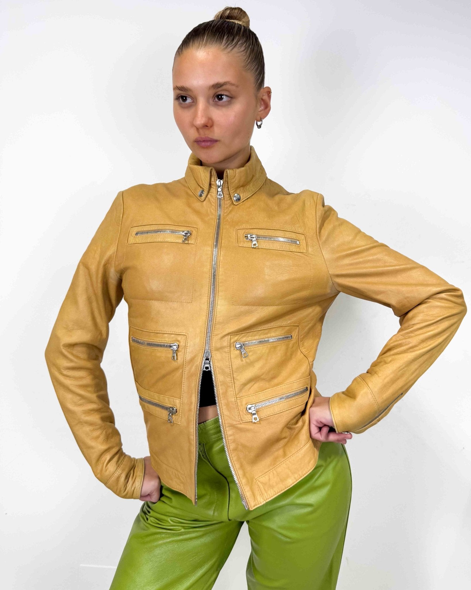 The Muni leather jacket - rig vert