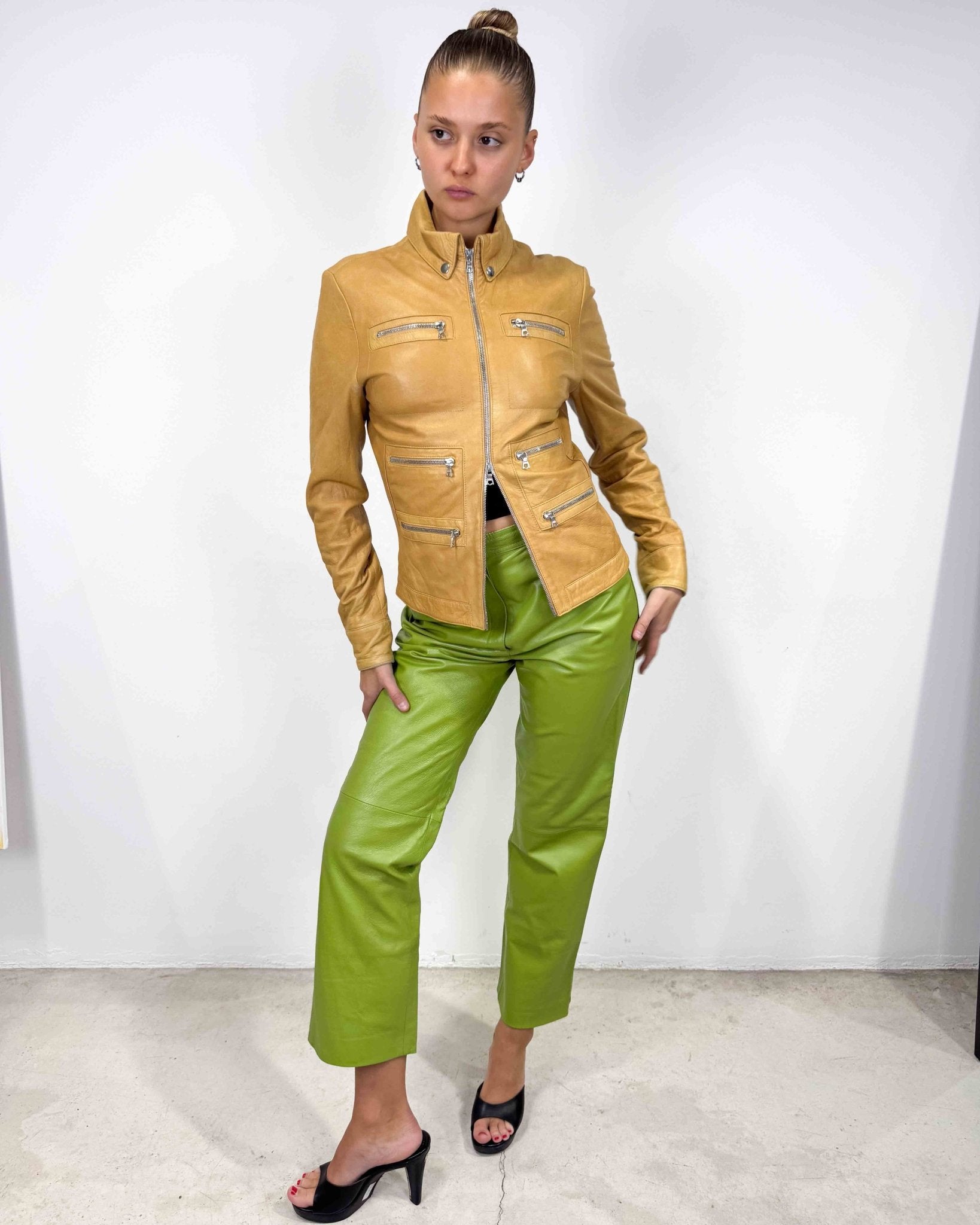 The Muni leather jacket - rig vert