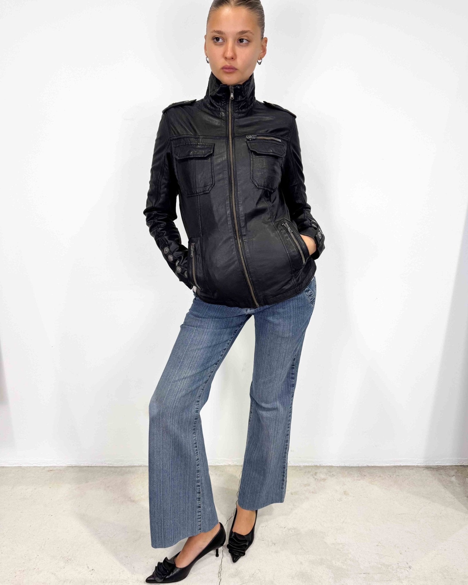 The Myriam leather jacket - rig vert