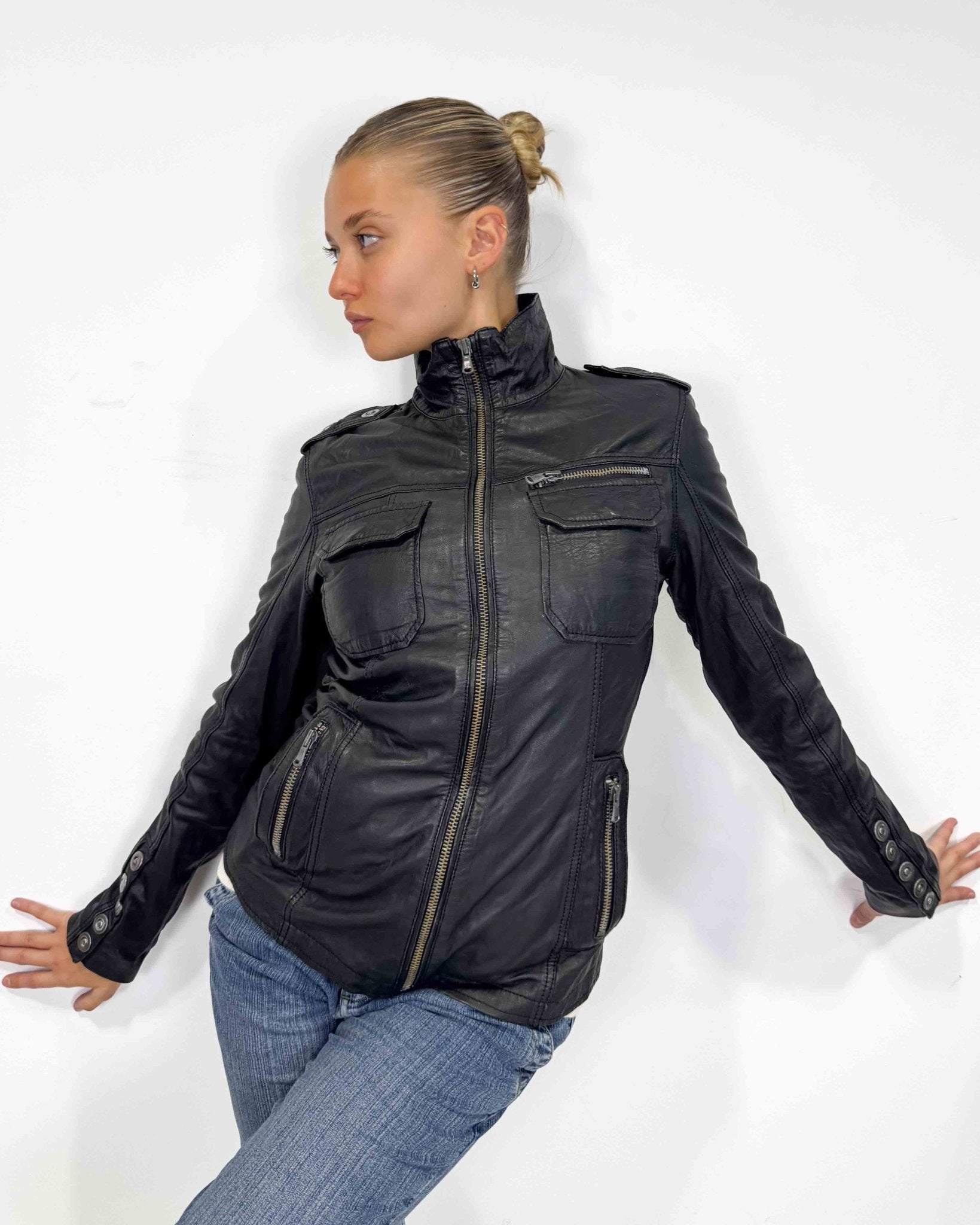 The Myriam leather jacket - rig vert